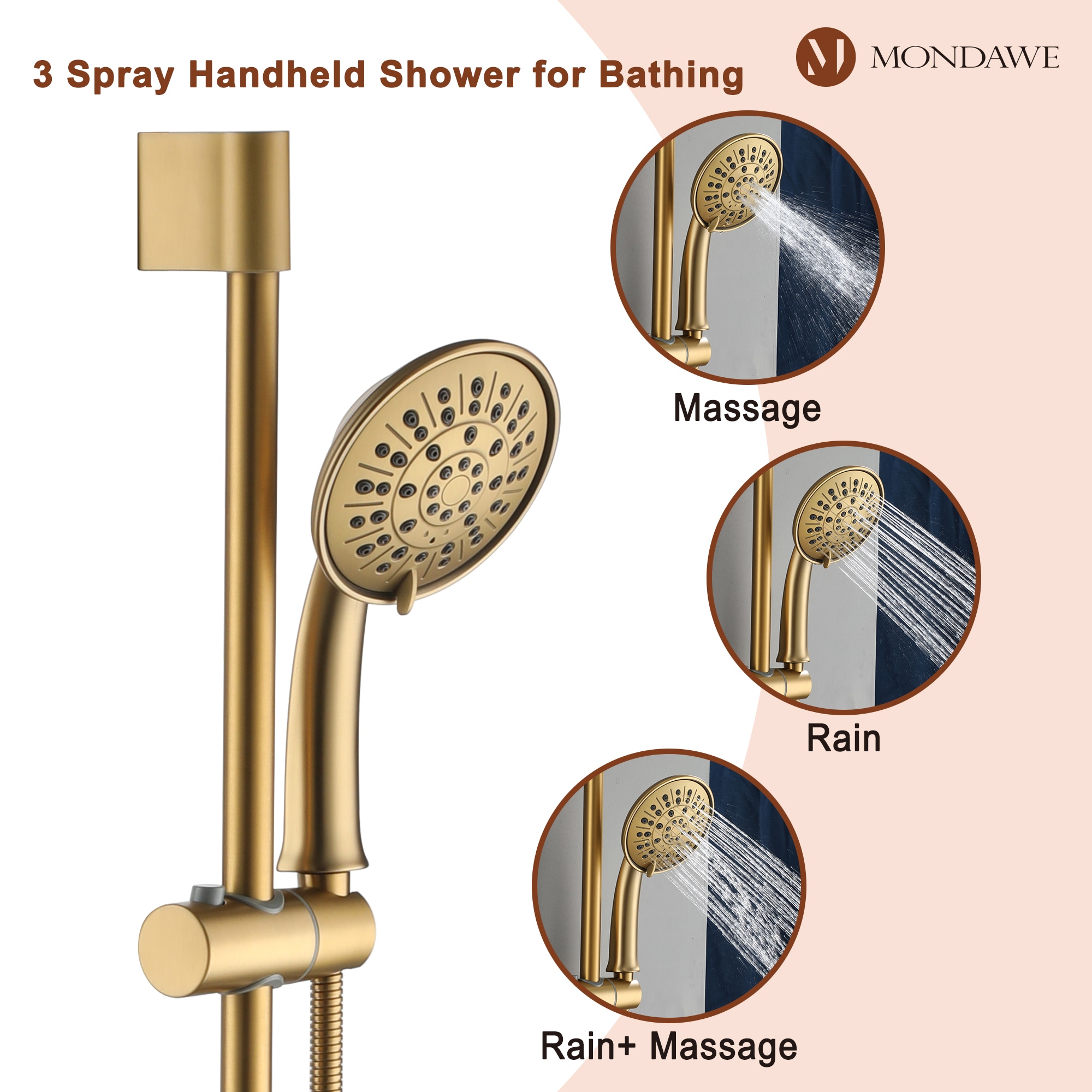 Mondawe MD-A3815-BG Showerhead-Bar-Panels - View #7
