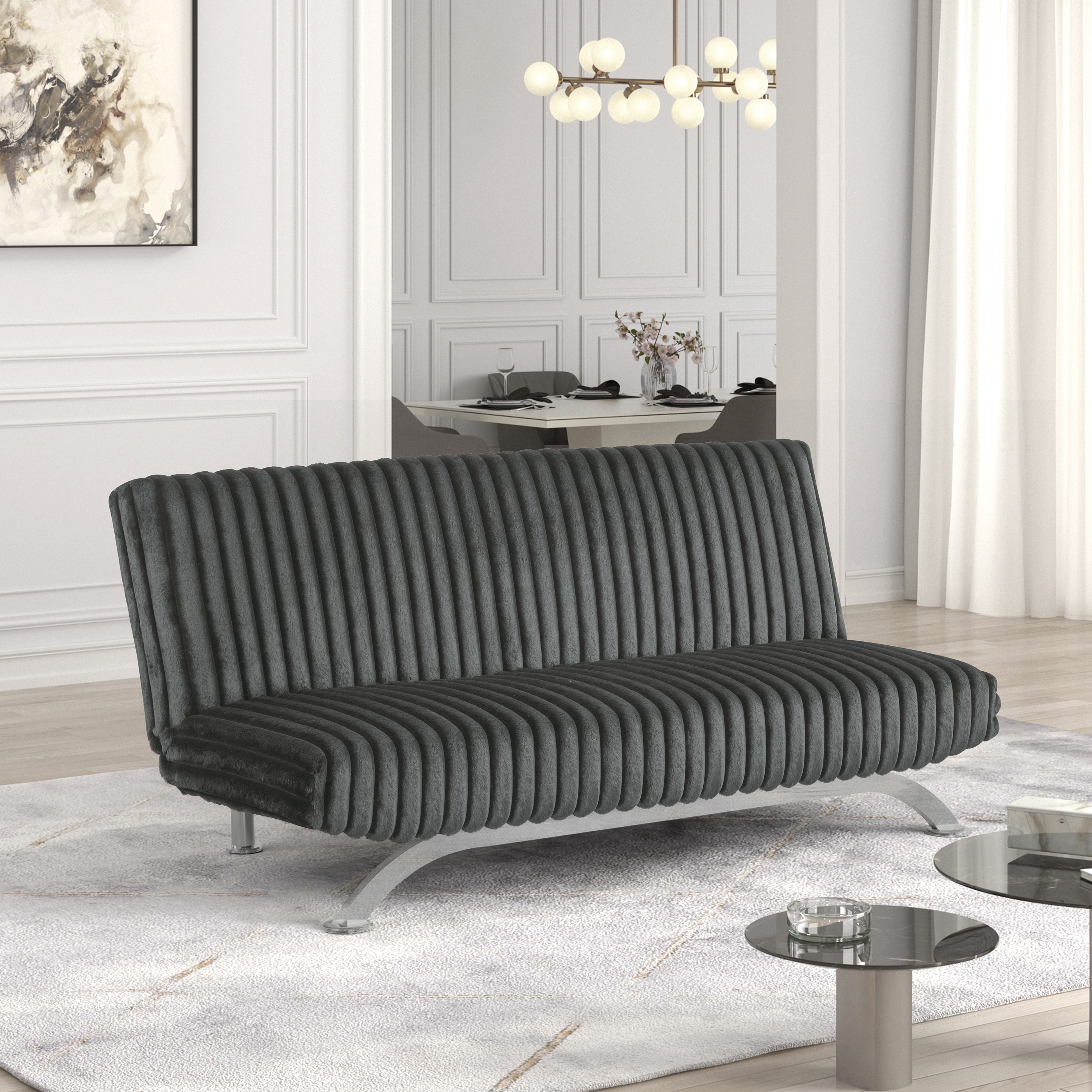 Furniture of America IDF-N2906DG Mealiz Charcoal Contemporary/Modern Polyester Futon