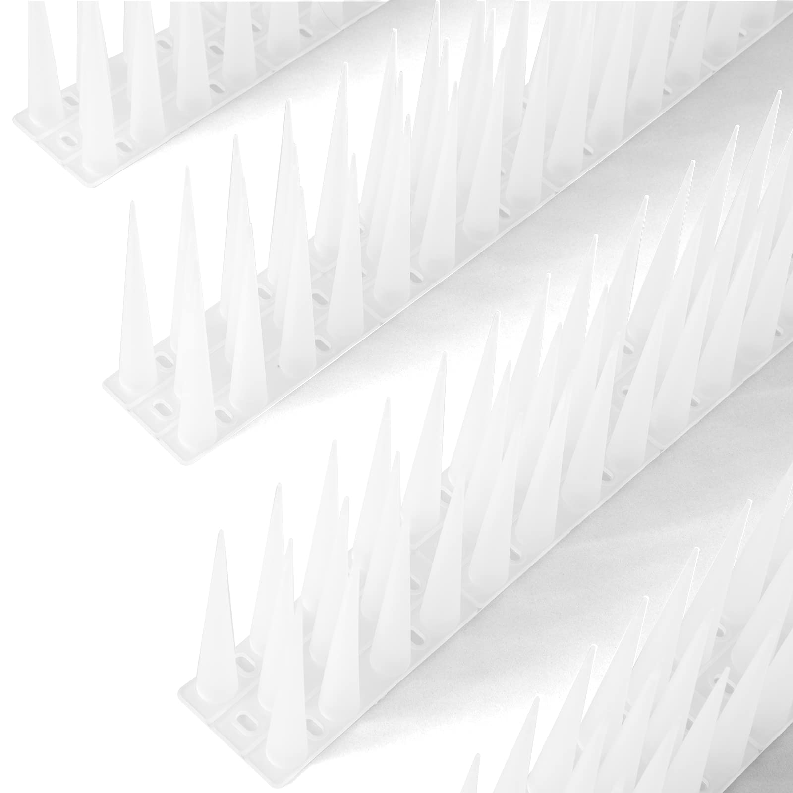 Ahfiwaso  Bird Spikes Outdoor 4 Inch High Spikes Frosted White Durable PP for Pigeons Cats Raccoons Woodpeckers Window Sills Roofs Gutters 1 Set