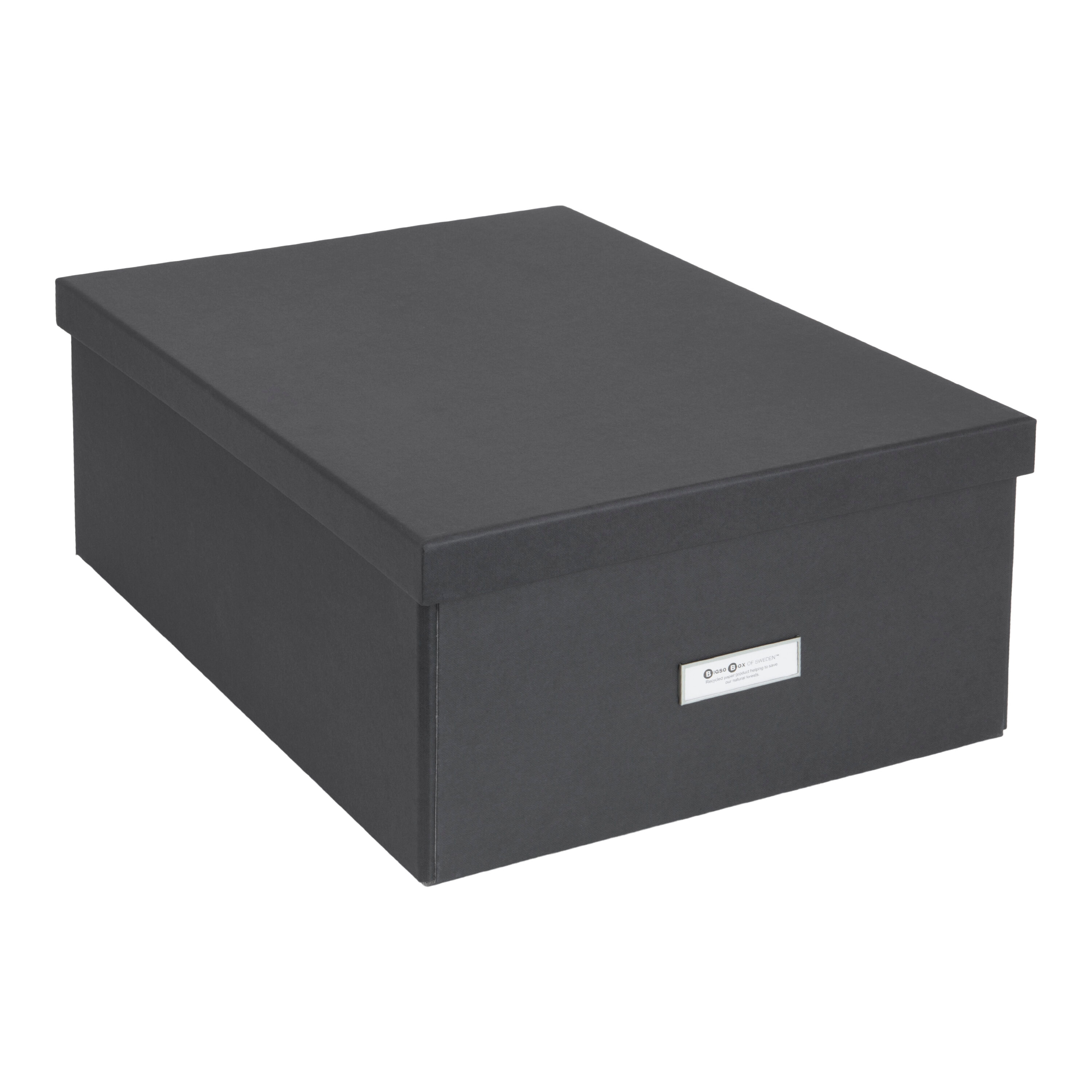BIGSO BOX OF SWEDEN 886145641 2-Pack Katrin 17.6-in W x 7.2-in H x 13.5-in D Dark Grey Paper Collapsible Stackable Bin