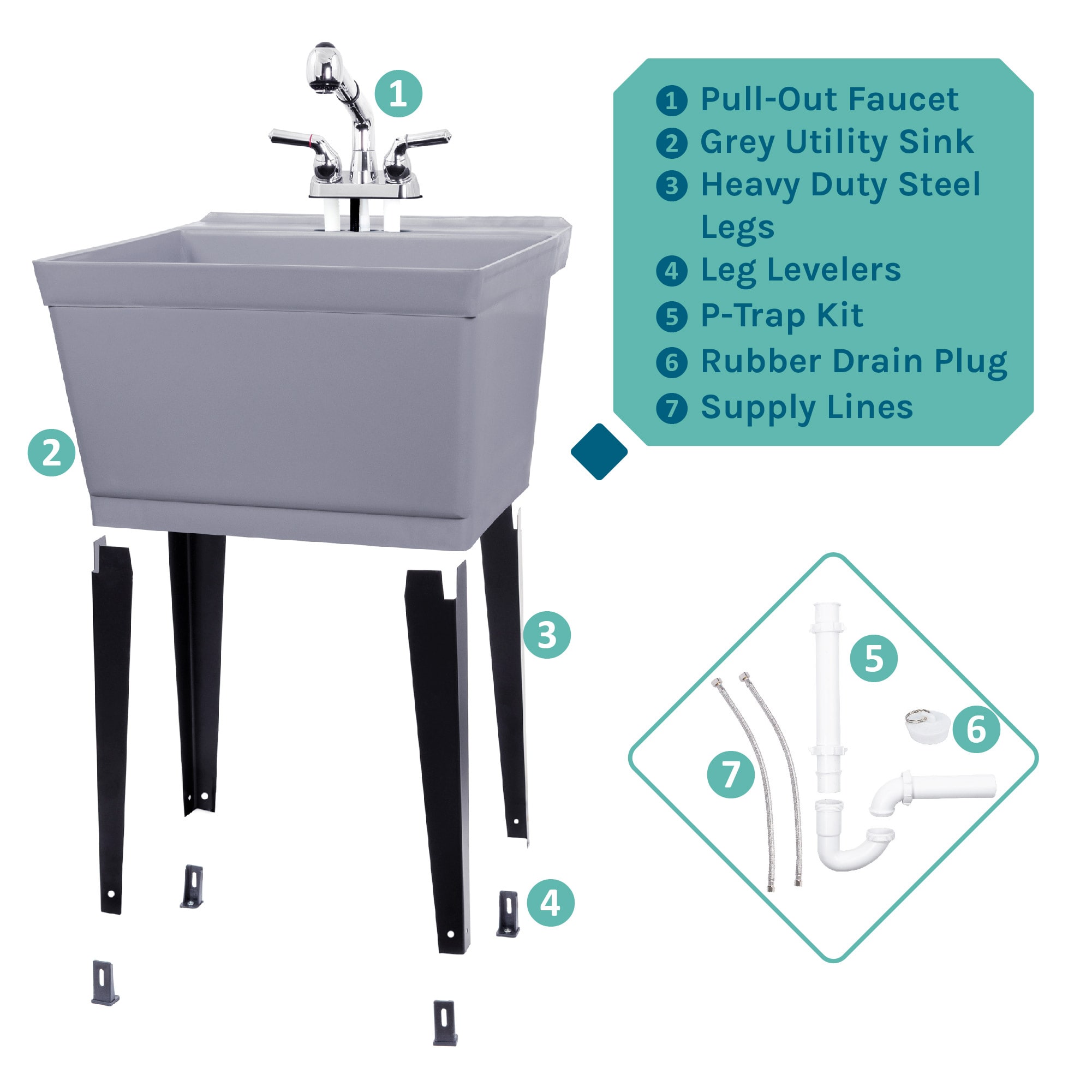Cambridge Resources 040 US6000GRY Laundry-Tubs-Utility-Sinks - View #9