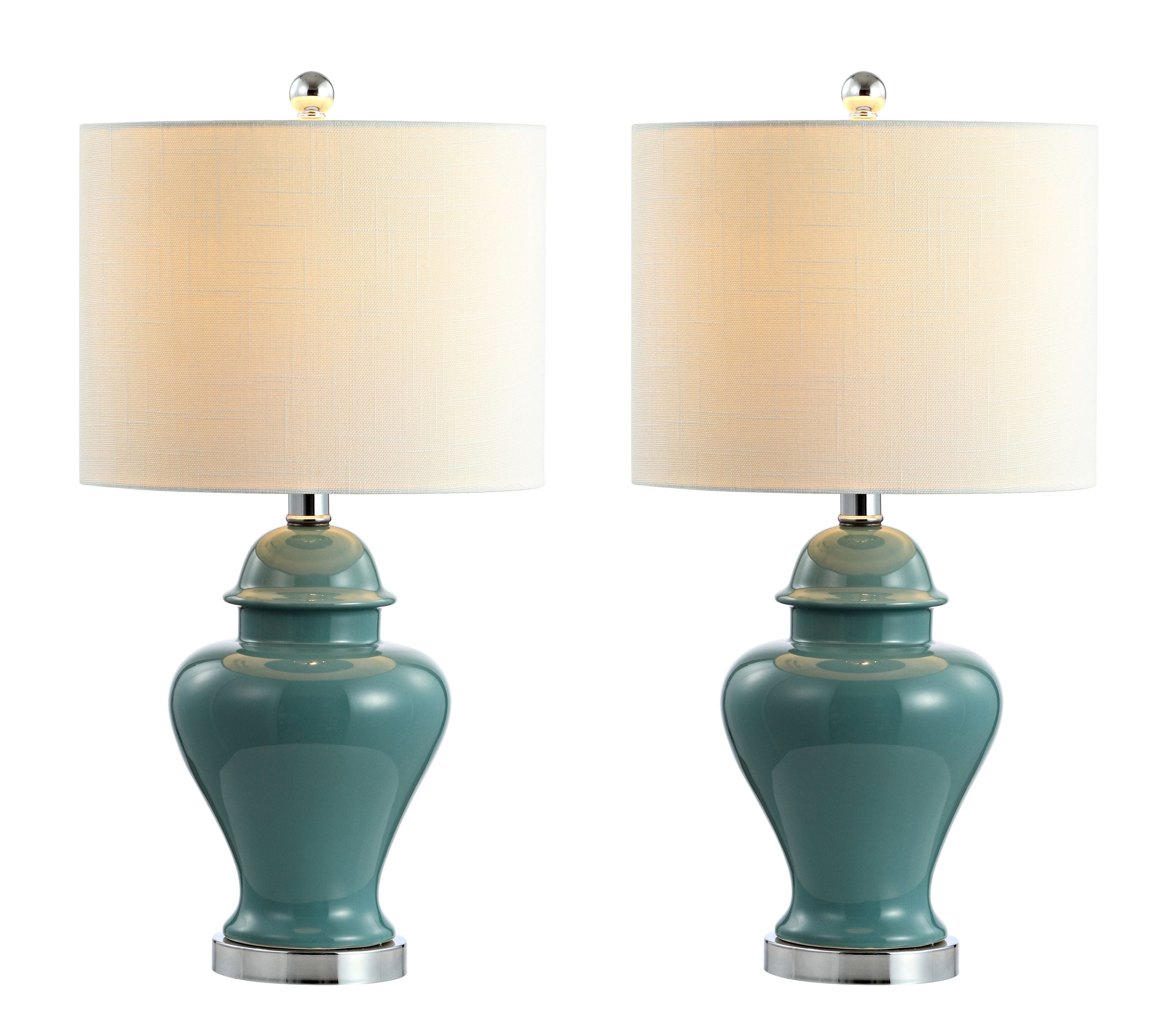 JONATHAN Y Classic Green Table Lamp with Linen Shade in the Table Lamps  department at Lowes.com