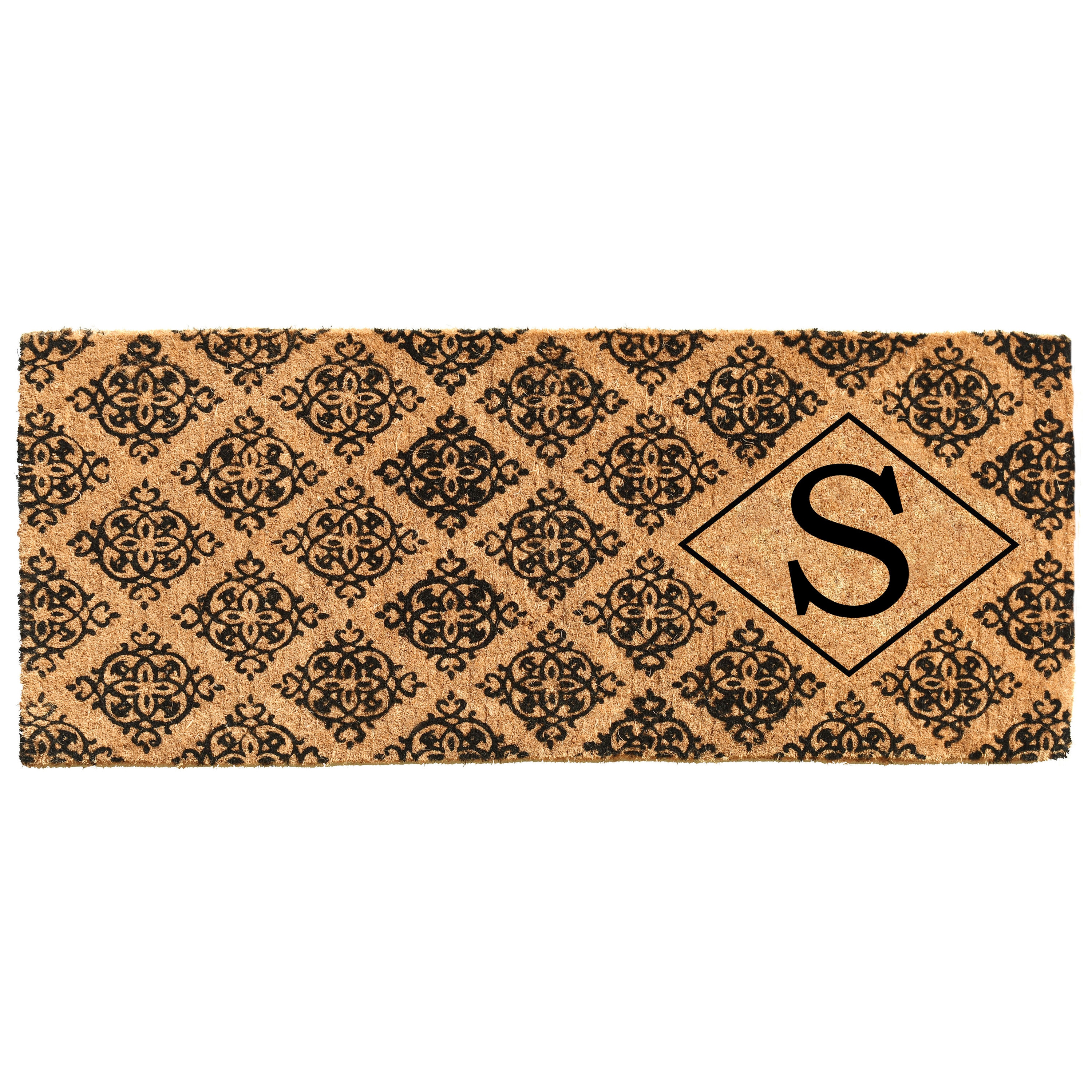 Callowaymills 103331846S 18-in x 46-in Natural/Black Coir Non-Slip Grip Indoor or outdoor Decorative Door Mat