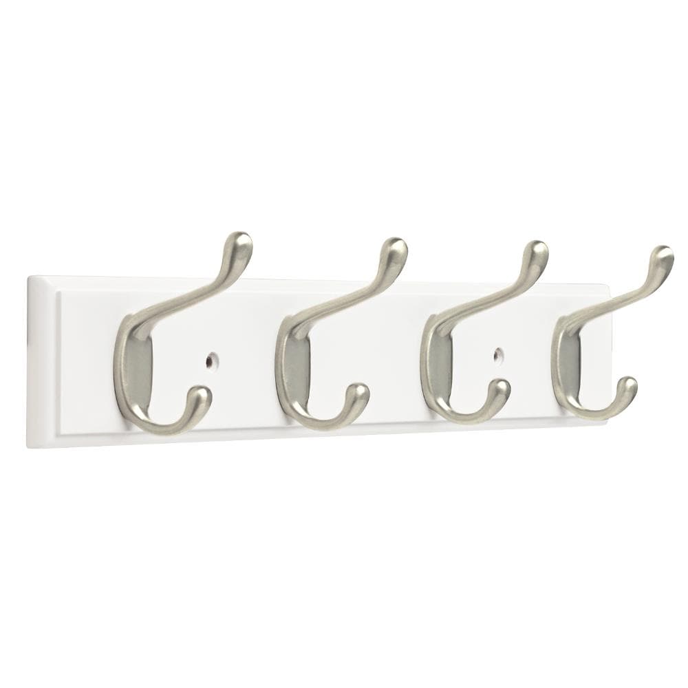 Franklin Brass 4-Hook 2.7126-in x 3.3386-in H Pure White and Satin Nickel  Decorative Wall Hook (35-lb Capacity) in the Decorative Wall Hooks  department at