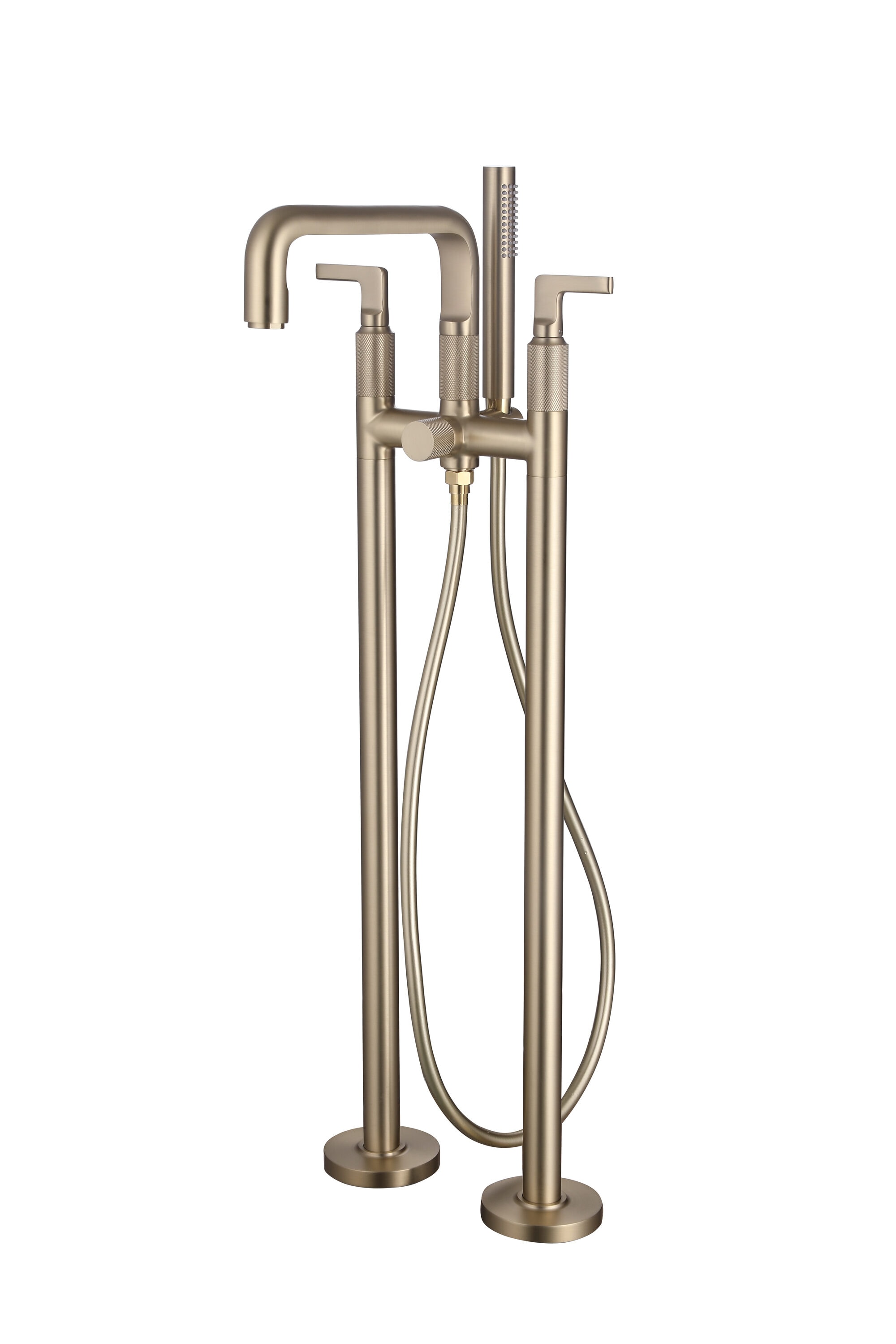 Royal Guard LBFJK0331 Brushed Gold 2-handle Freestanding High-arc Bathtub Faucet with Hand Shower ( Valve Included )