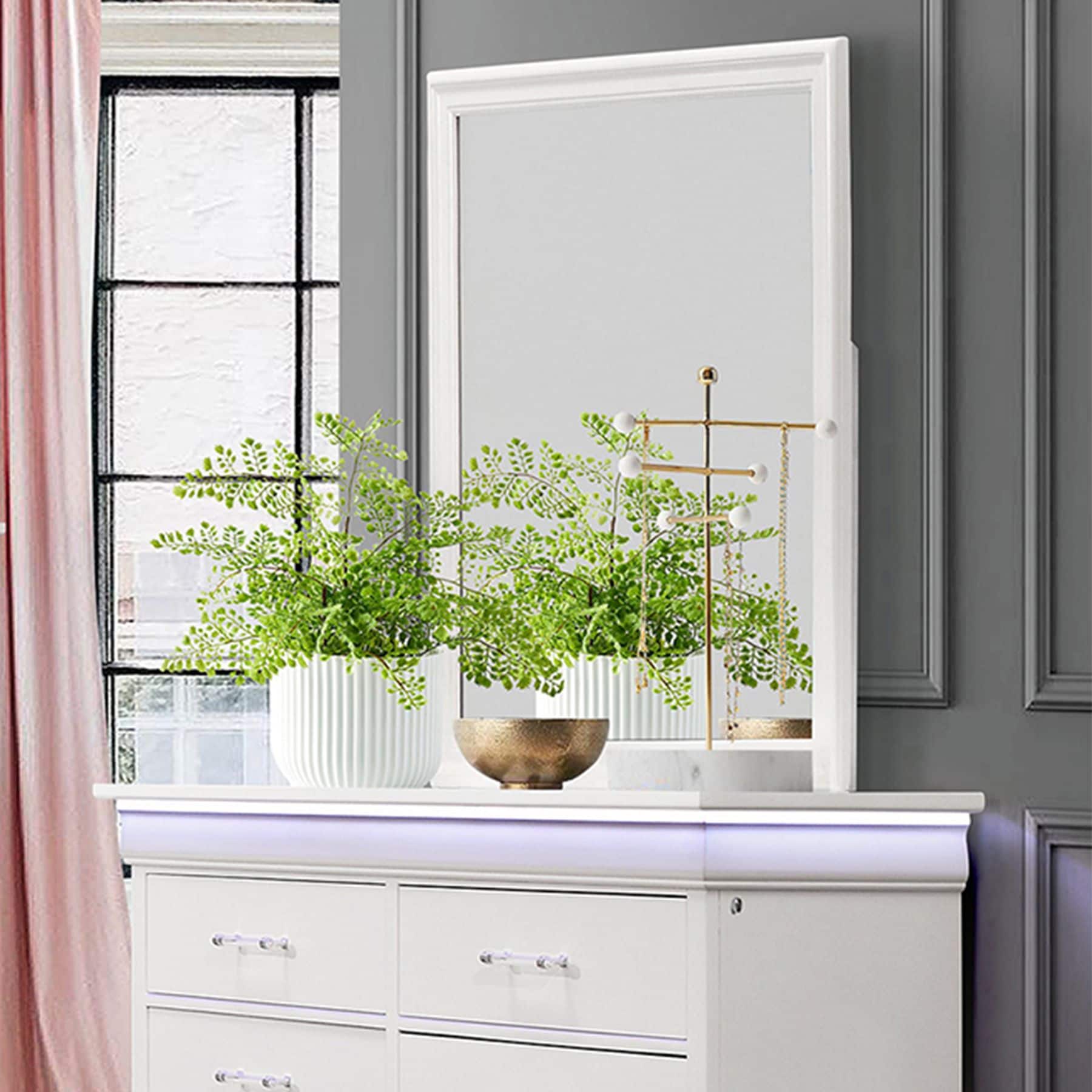 Blisstyle PREMIUM 38.19-in x 38.19-in Polished Square Bathroom Vanity Mirror ( White )