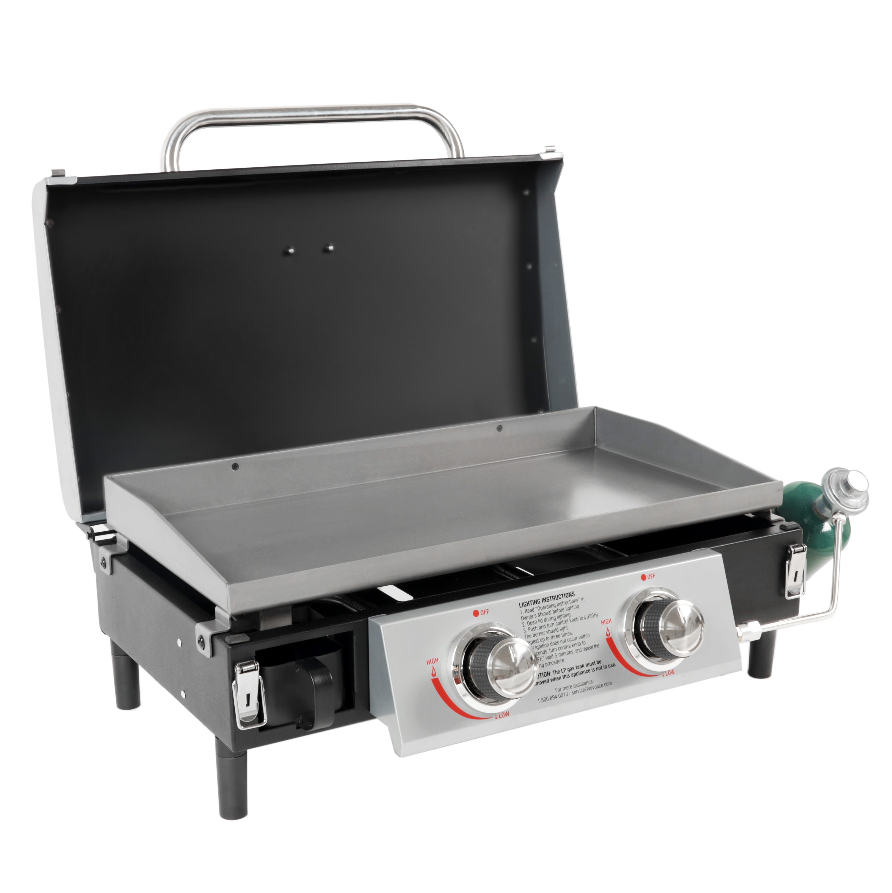 Razor 4 Burner Foldable Griddle and Grill Combo with Lid ,Black