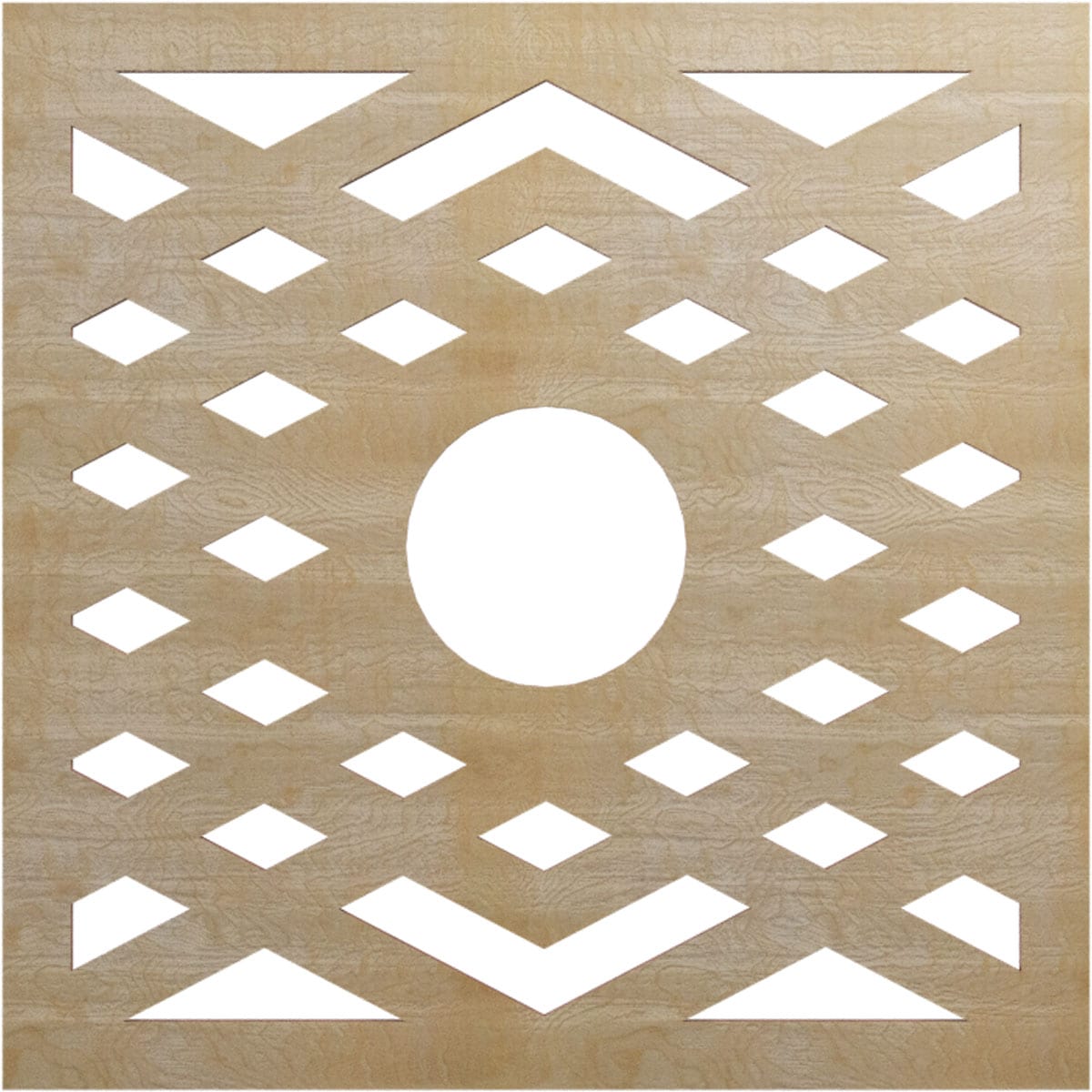 Ekena Millwork CMWP22X22X0250CHBI Chevron Fretwork Pierced 22-in W x 22-in L Architectural Birch Wood Whole Ceiling Medallion