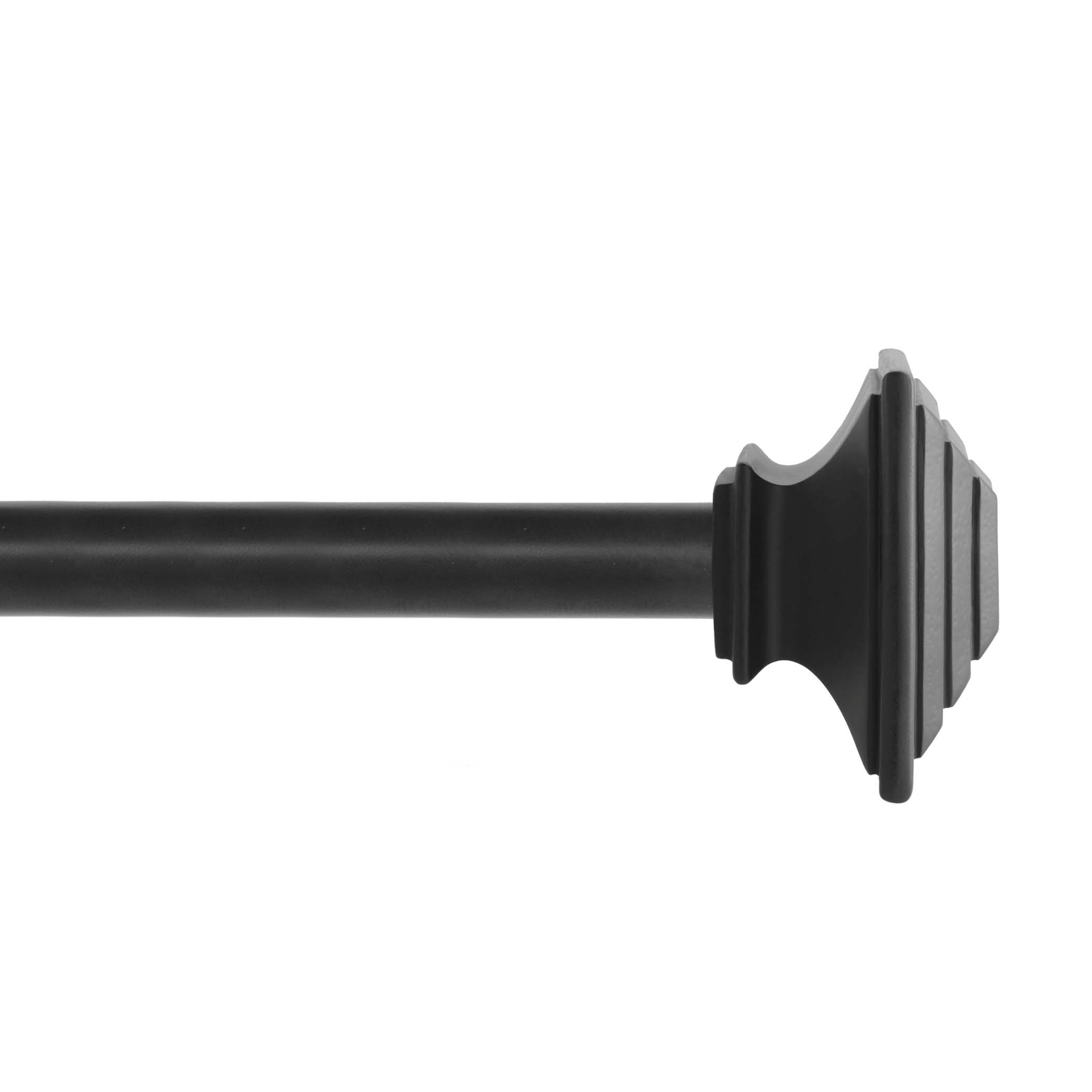 Kenney JC75405 Fast Fit Easy Install Mission 30-in to 84-in Matte Black Steel Single curtain rod with Finials