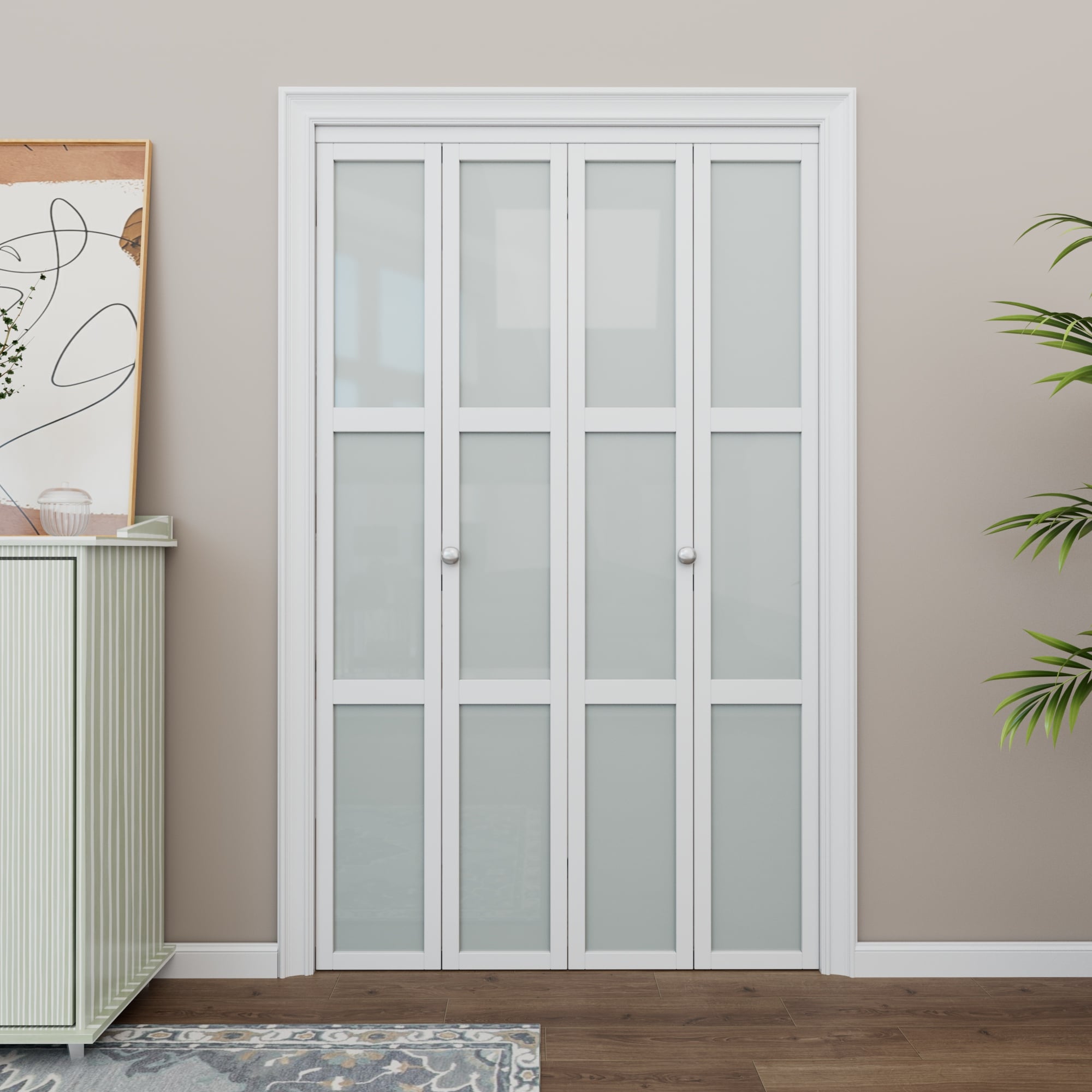 JUJUBON IN-BIBFD-WT-3LR-48 Bifold-Sliding-Closet-Doors - View #2