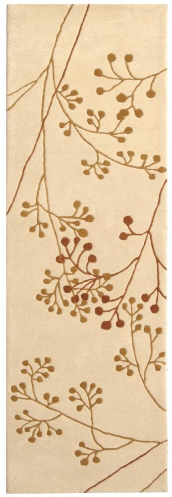 Ivory and Orange Hand Tufted Wool Runner Rug