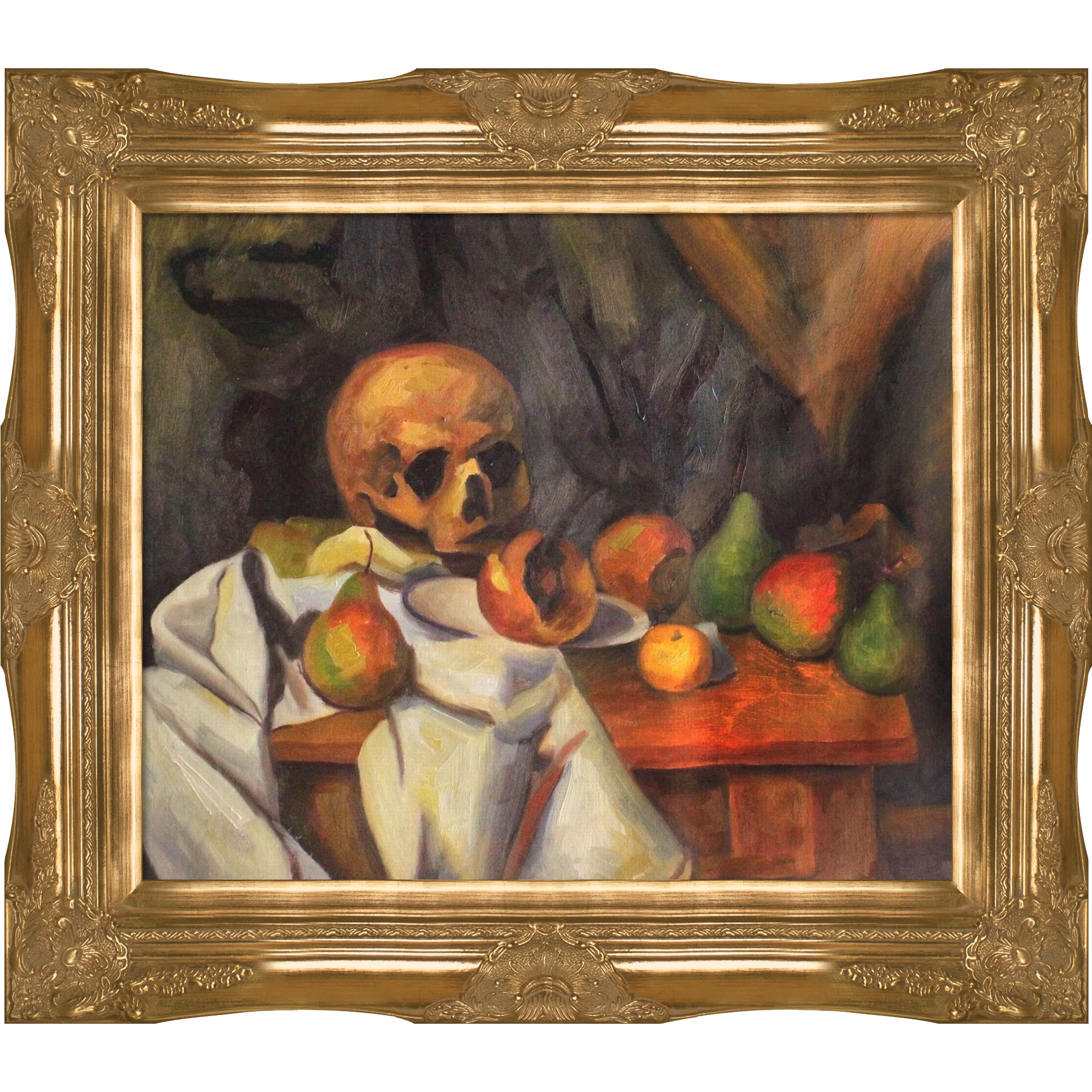 La Pastiche 688576644851 Nature Morte Au Crane Paul Cezanne Framed 28-in H x 32-in W Figurative Canvas Hand-painted Painting