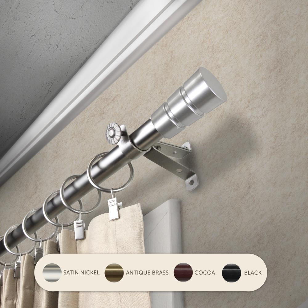 Hart & Harlow L4830-665 13/16-in Barnes 66-in to 120-in Satin Nickel Steel Single curtain rod with Finials