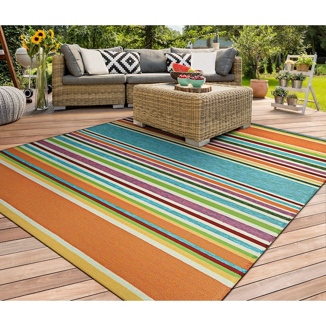 Couristan Ington 2 X 4 Ft Multicolor Indoor Outdoor Stripe Area Rug In The Rugs Department At Lowes Com