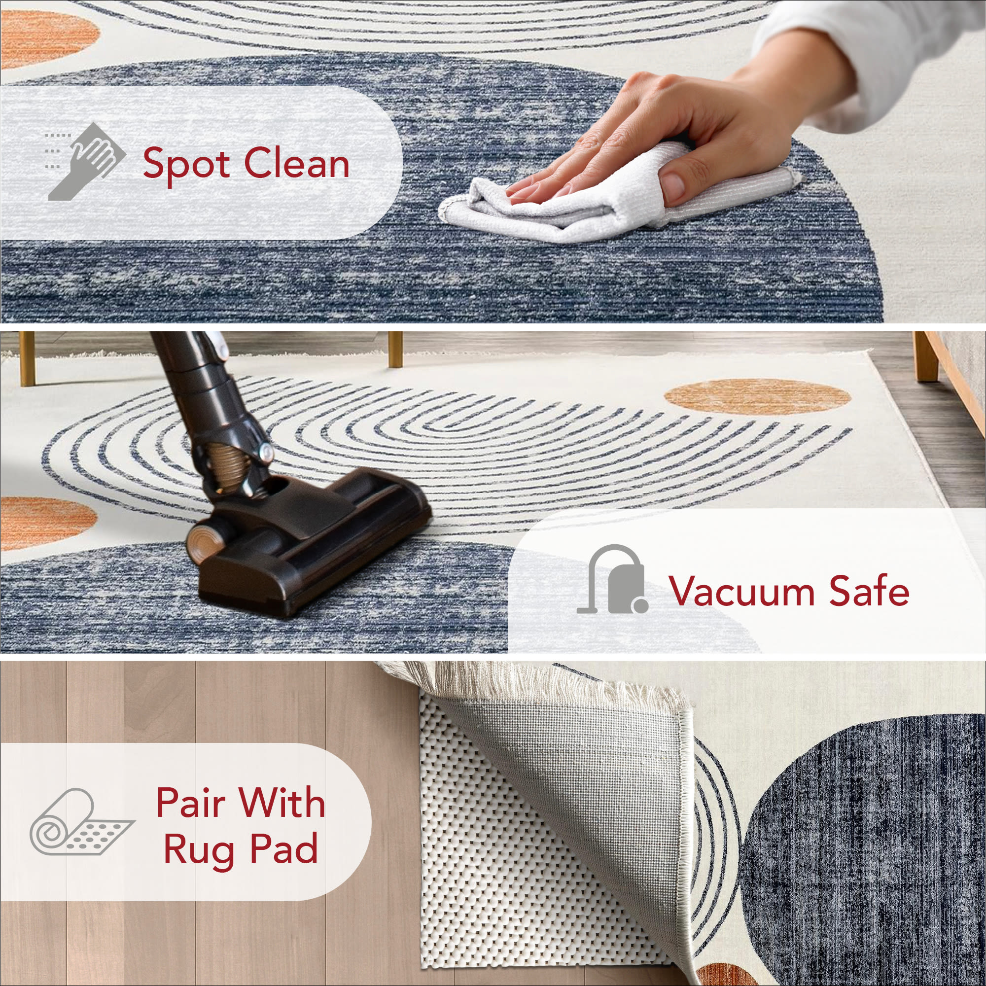 Beige Abstract Synthetic Washable Area Rug with Fringe