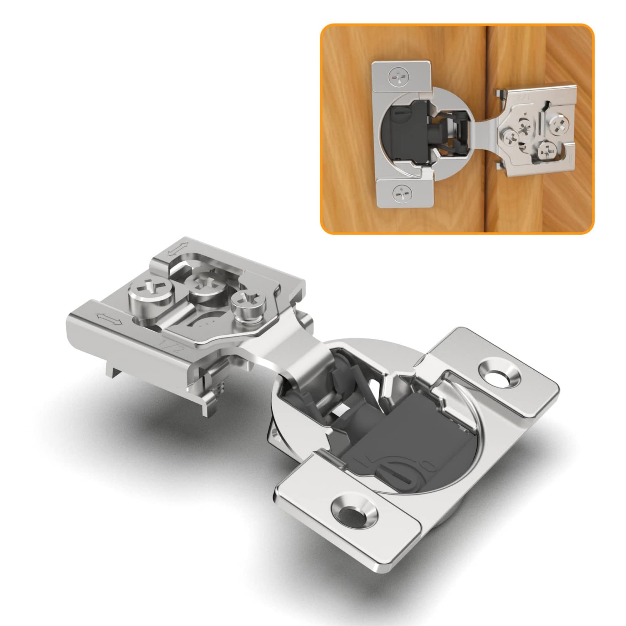 Wudkey 1/2in 105Degree Open Angle Soft Close Concealed Hinges 10 Pack