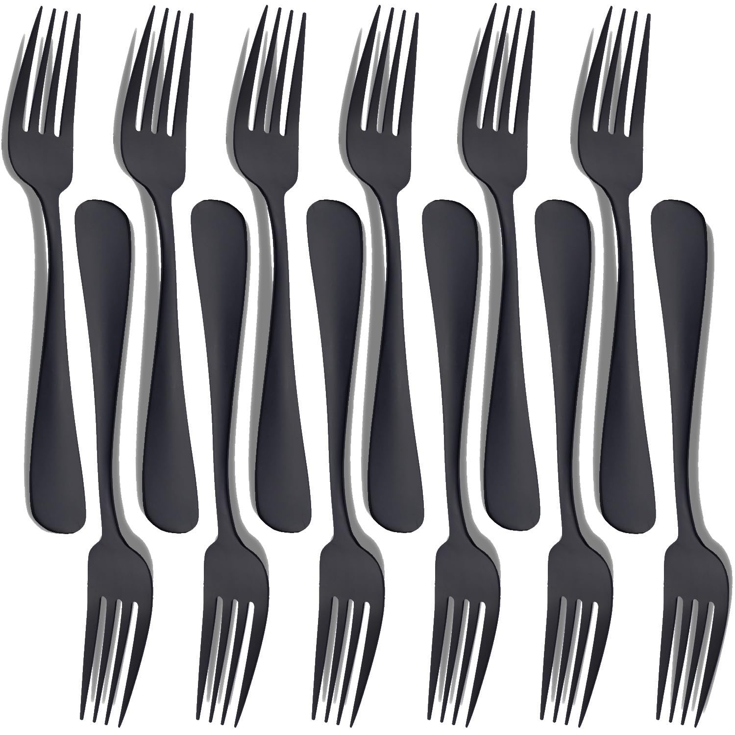 Aoibox Matte Black 8 in Dinner Fork Set in Stainless Steel Tableware for Home Kitchen and Restaurant #LAB75KJ3
