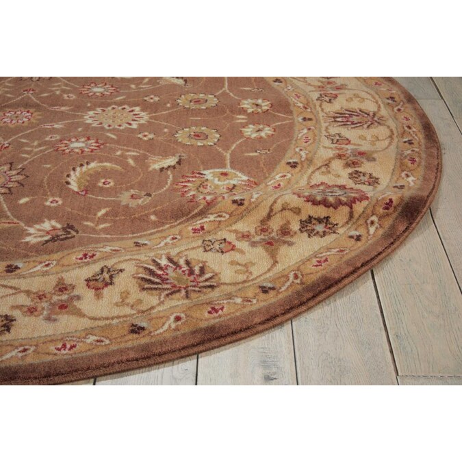 Nourison Somerset 5 x 5 Taupe Round Indoor Abstract Area Rug in the