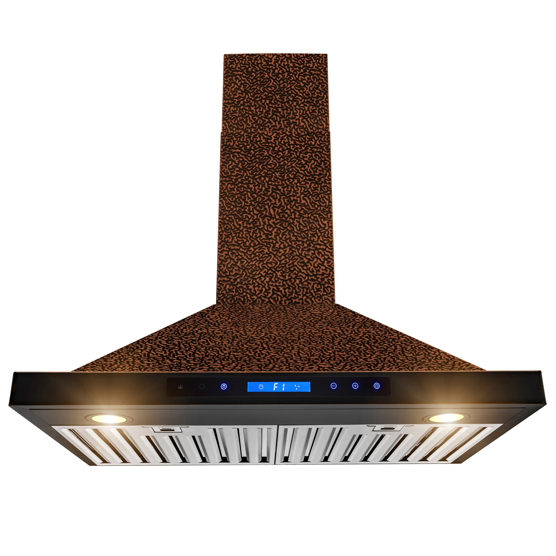 AKDY RH0376 30-in 343-CFM Convertible Bronze/Embossing Copper Wall-Mounted Range Hood with Charcoal Filter