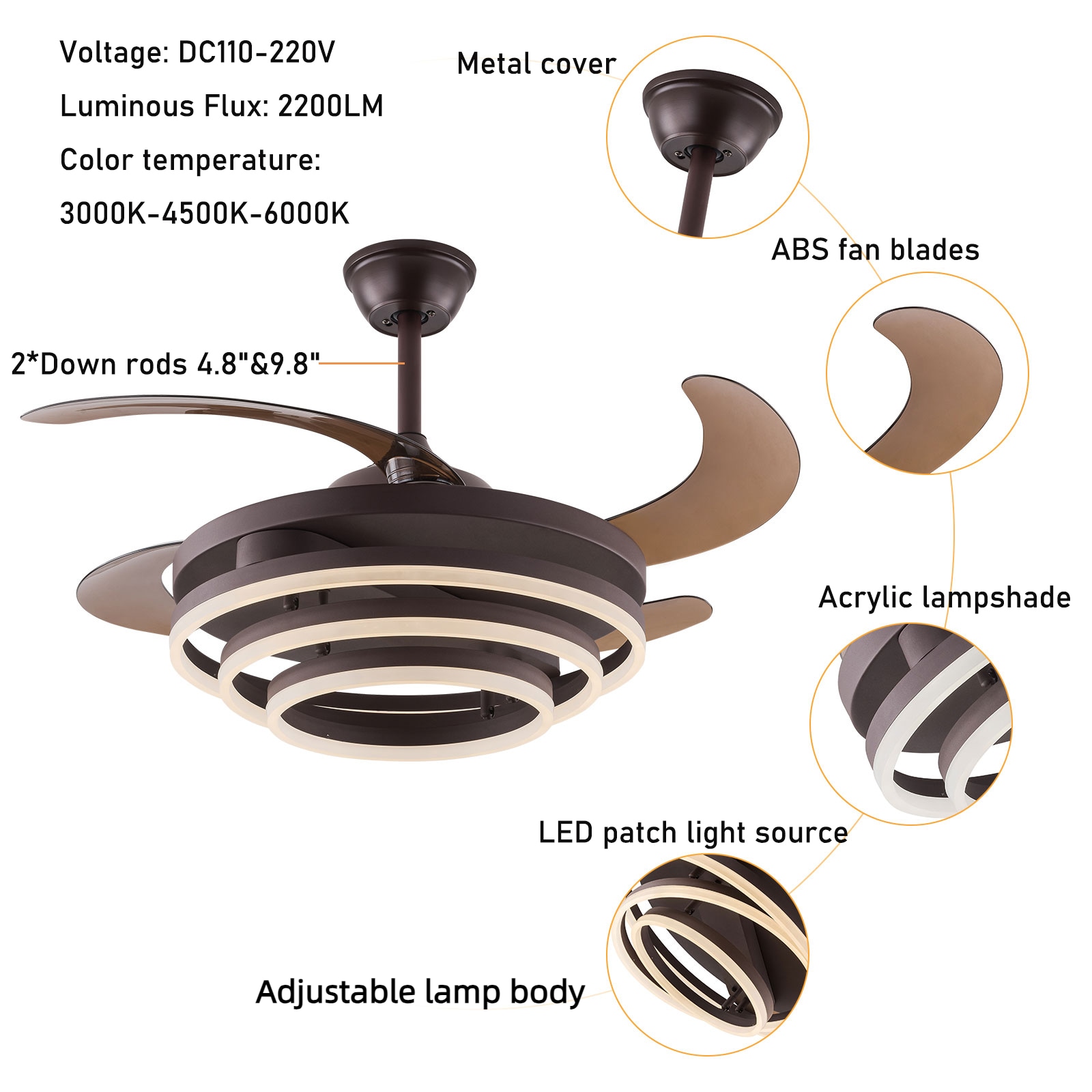 Oukaning JZUCODS599HCX Ceiling-Fans - View #6