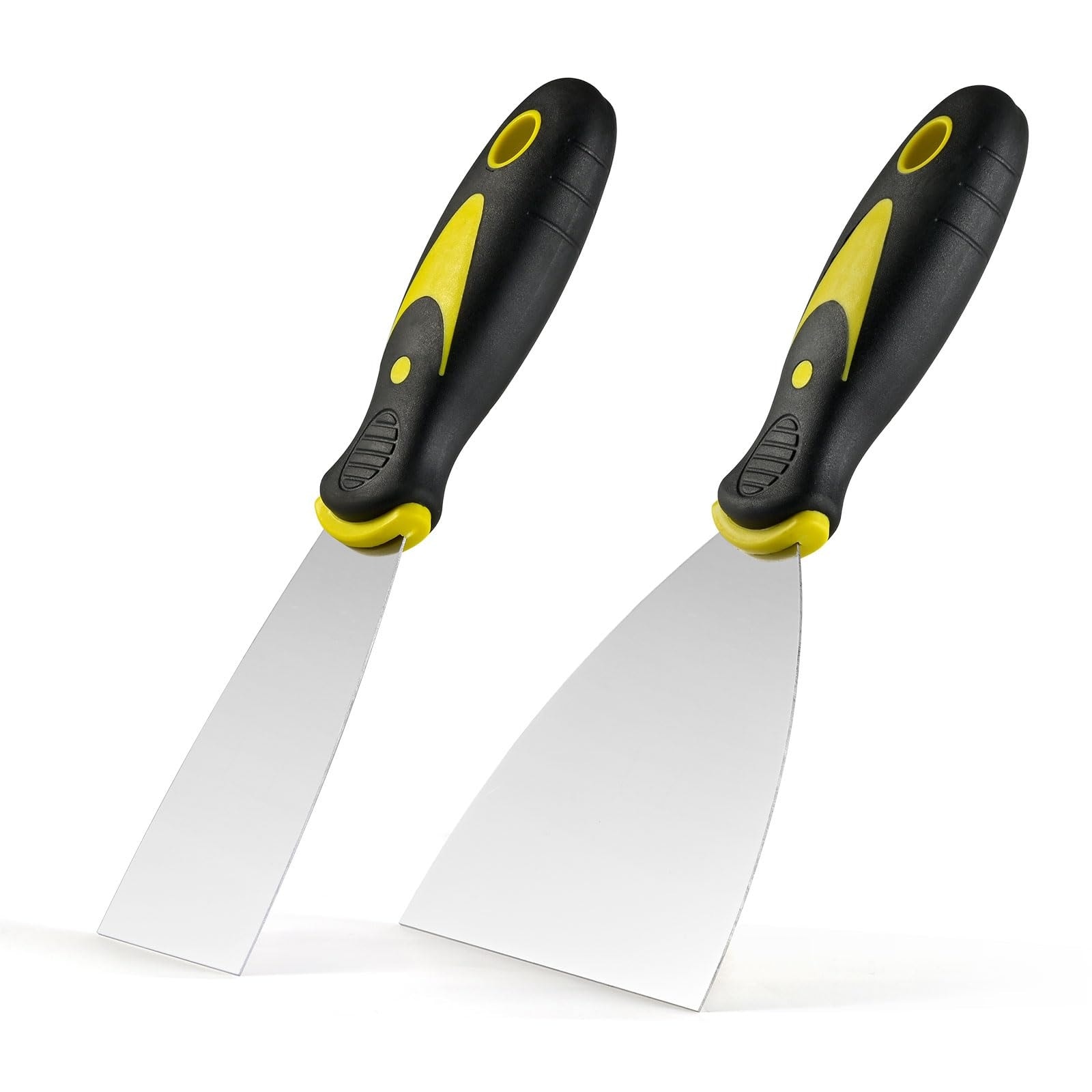 Phyfalip  Putty Knife Scraper Set 2 Pack Stainless Steel Spackle Knife 2 Inch and 4 Inch for Drywall Repair Wallpaper Removal Plaster Application