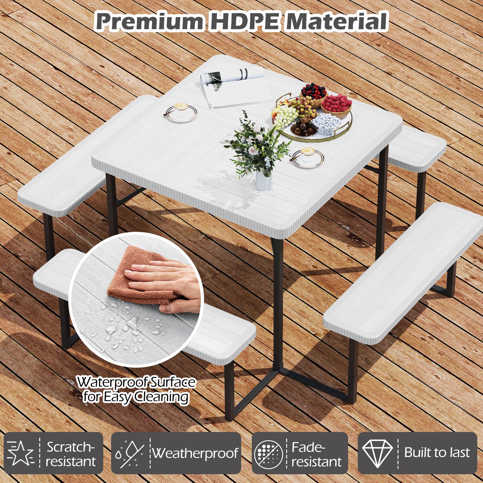 LIVIZA TDG12106WH Picnic-Tables - View #2