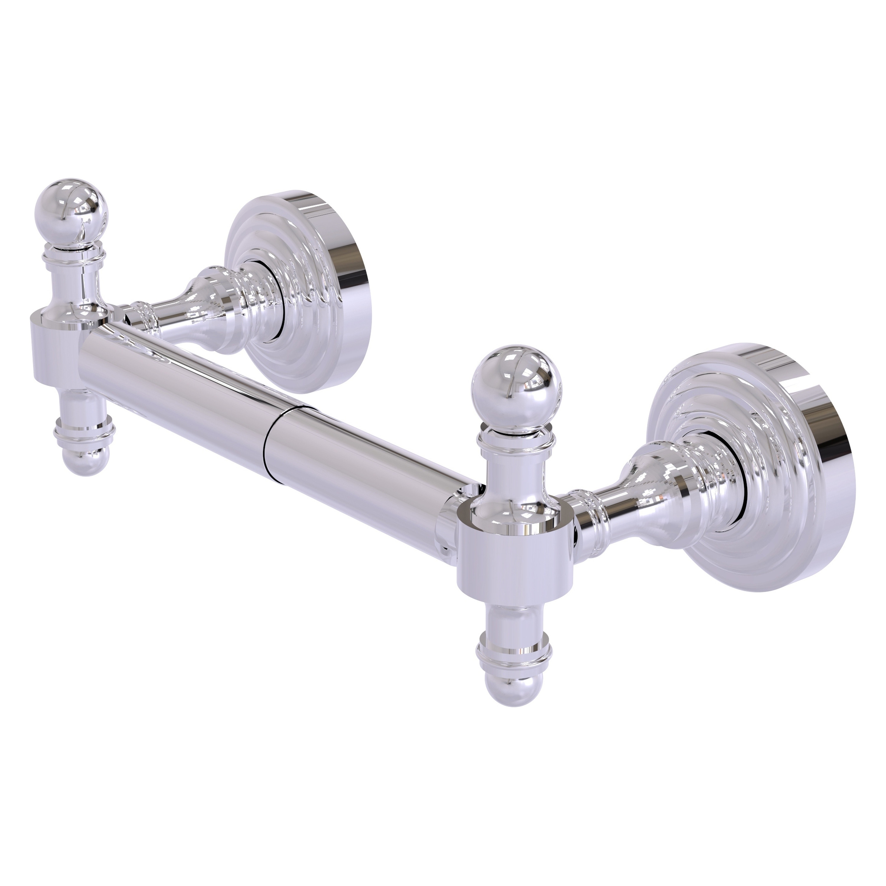 Allied Brass RW-24-PC Retro Wave Polished Chrome Wall mount Double post Toilet Paper Holder 1 -Rolls with Storage