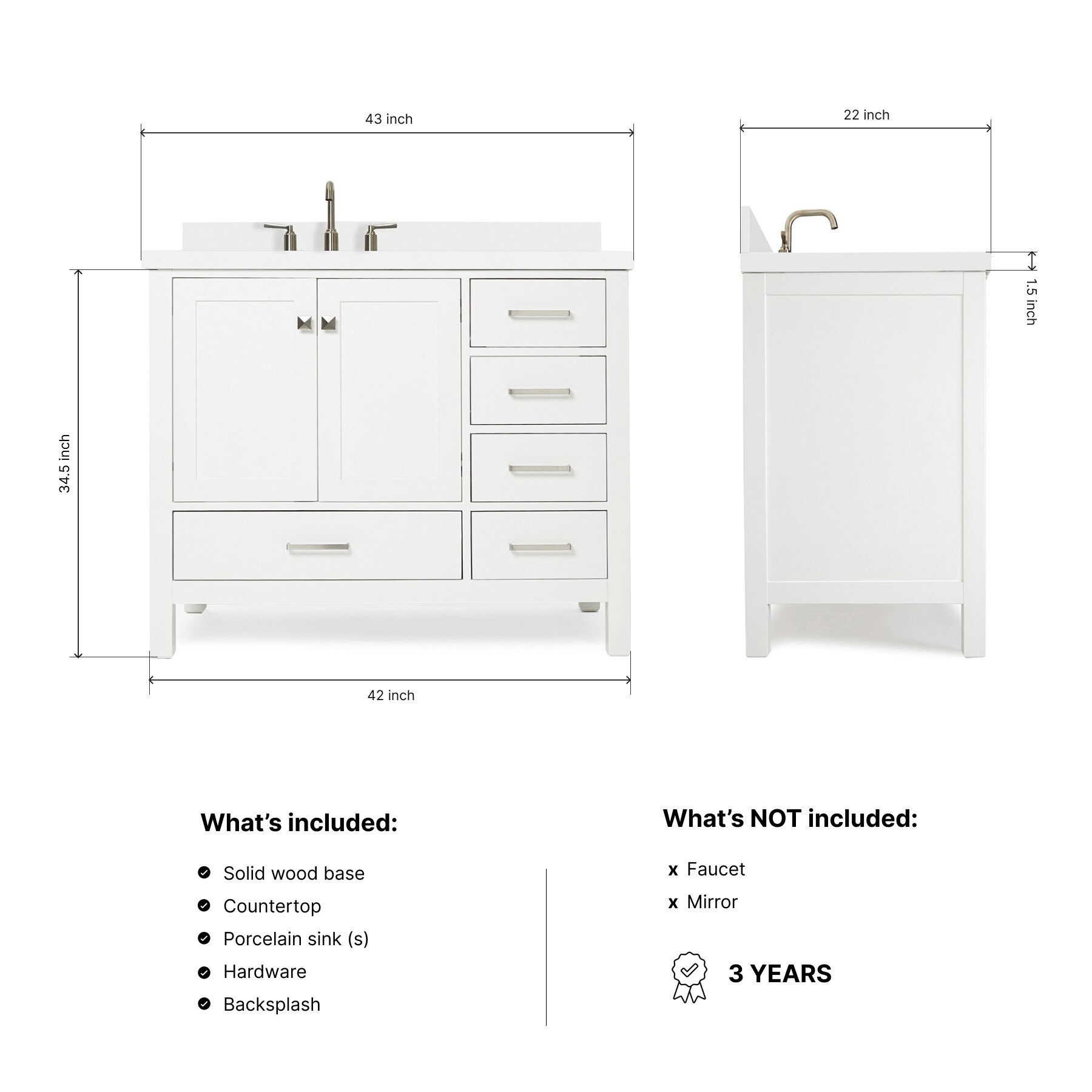 ARIEL A043SLWQRVOWHT Bath-Vanity-Combo - View #3