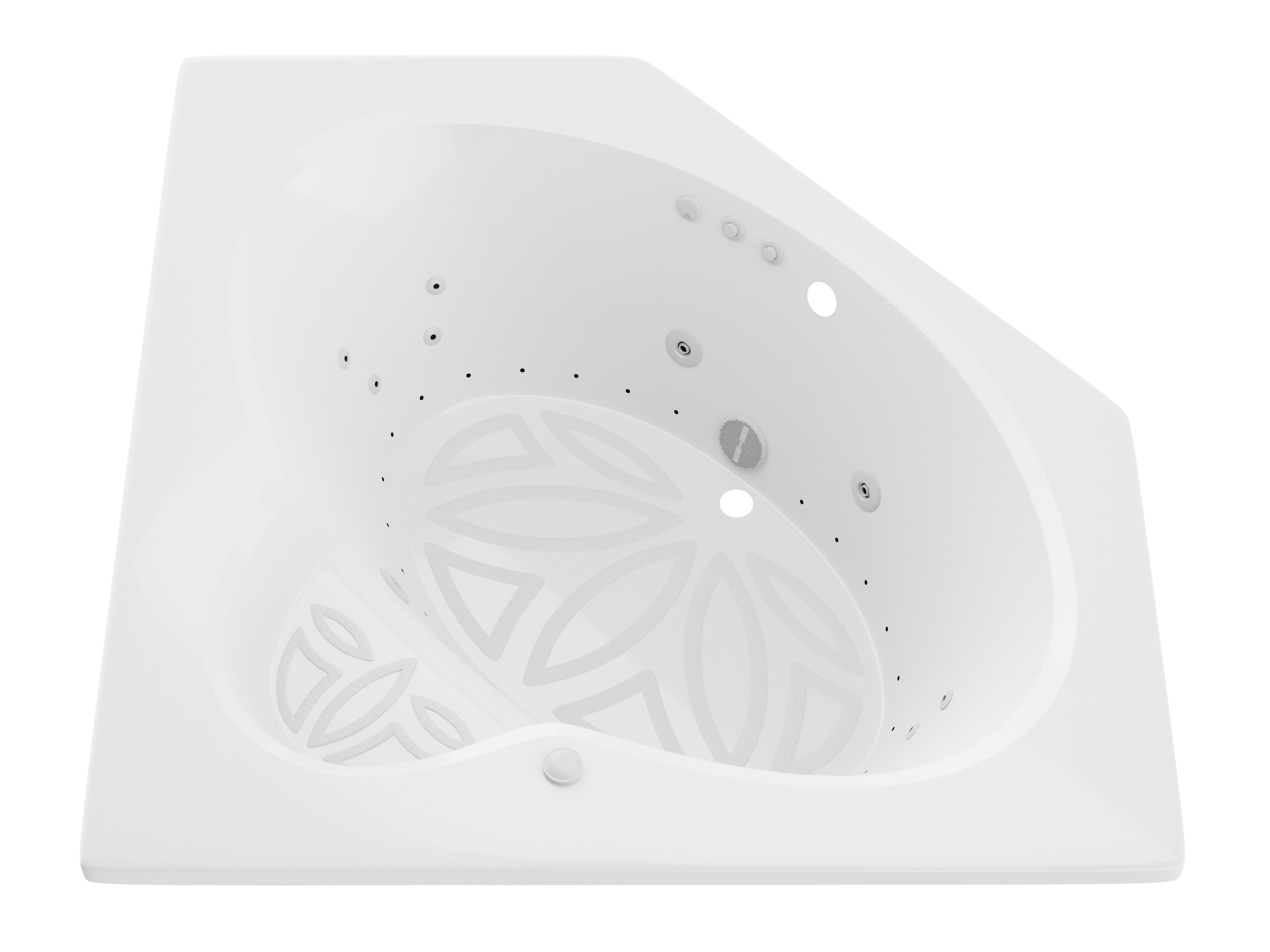 Endurance LS6060SDL Swan 58-in x 58-in White Acrylic Corner Drop-in Whirlpool and air bath combination tub ( Center Drain )