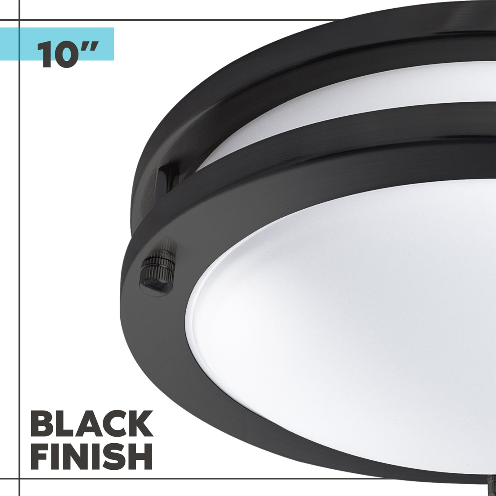 Matte Black 10" LED Flush Mount Ceiling Light, 5-Color Adjustable