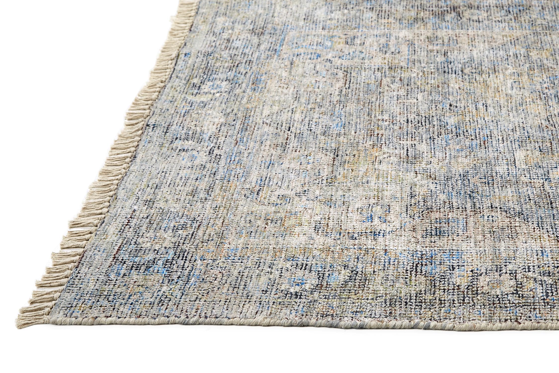 Spa Blue & Warm Gray Handmade Tufted Wool-Viscose Blend Area Rug - 2' x 3'