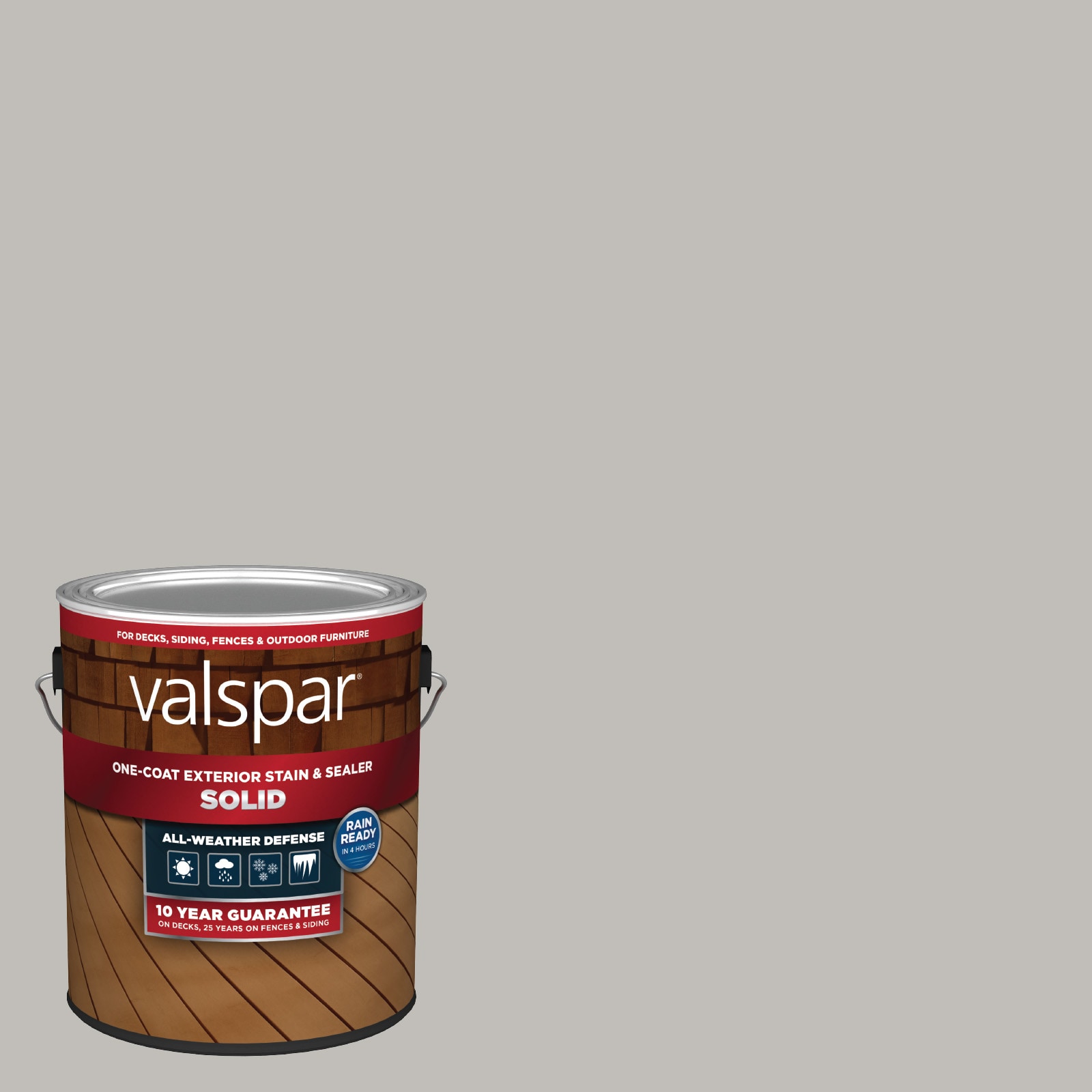 Cottage Gray Solid Exterior Wood Stain and Sealer (1-Gallon) | - Valspar COTTAGE GRAY-1028089
