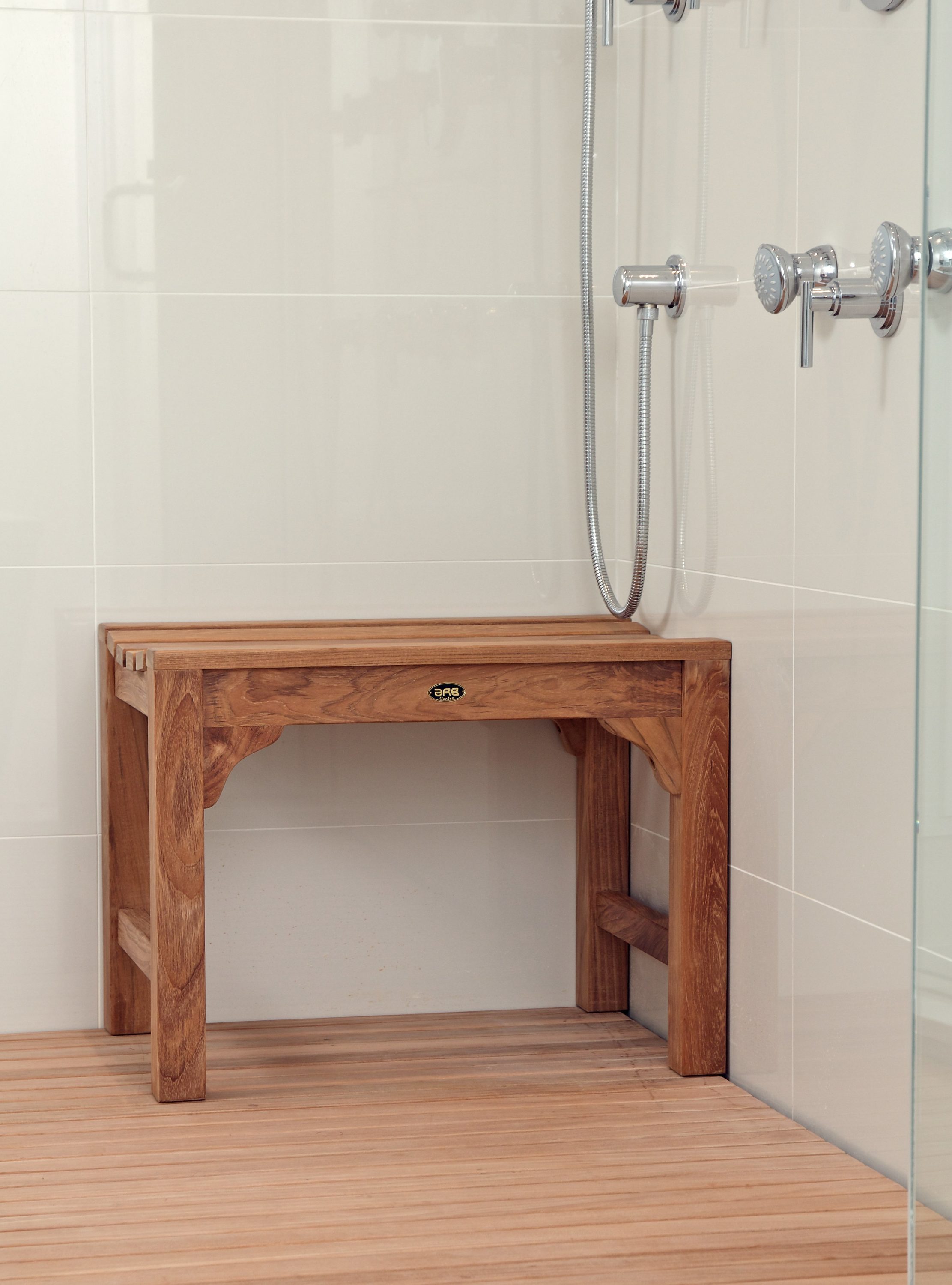 Teak Wood Curved Spa Shower Bench 24"