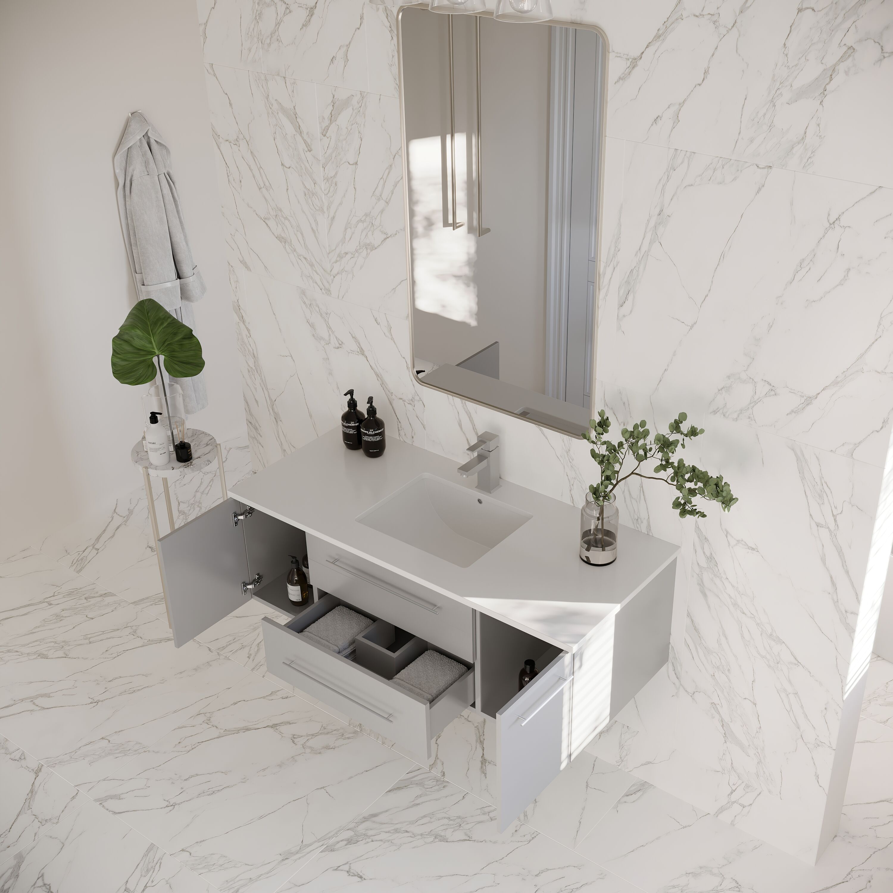 Fresca FCB6148GR-UNS-CWH-U Bath-Vanity-Combo - View #3