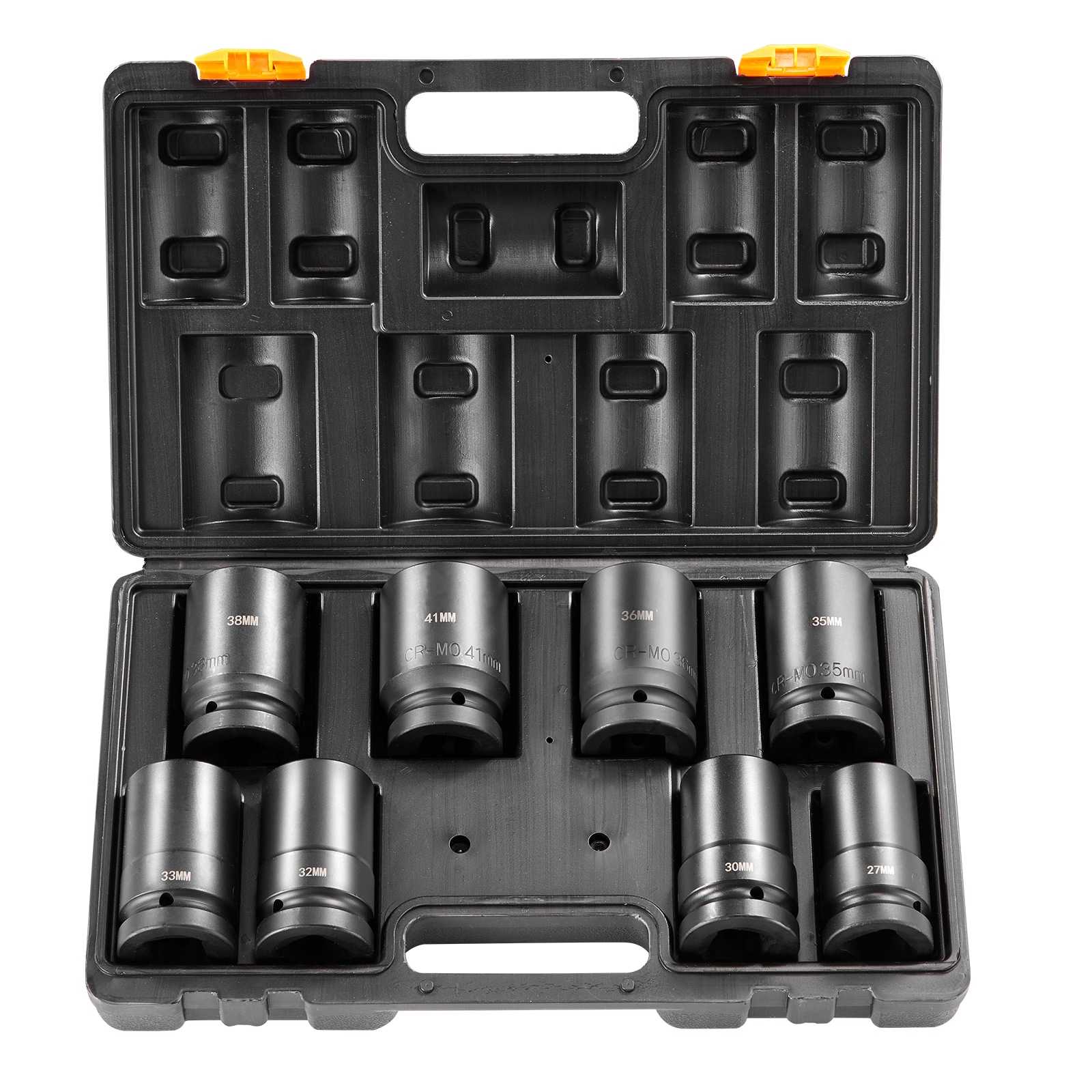 VEVOR 1-IN Drive Impact Socket Set 8 Piece Deep Socket Set Metric 27-41mm 6 Point Cr-Mo Alloy Steel for Auto Repair Easy-to-Read Size Markings Rugged Construction Includes Storage Case #SCCJTTZJ1CRM06170V0