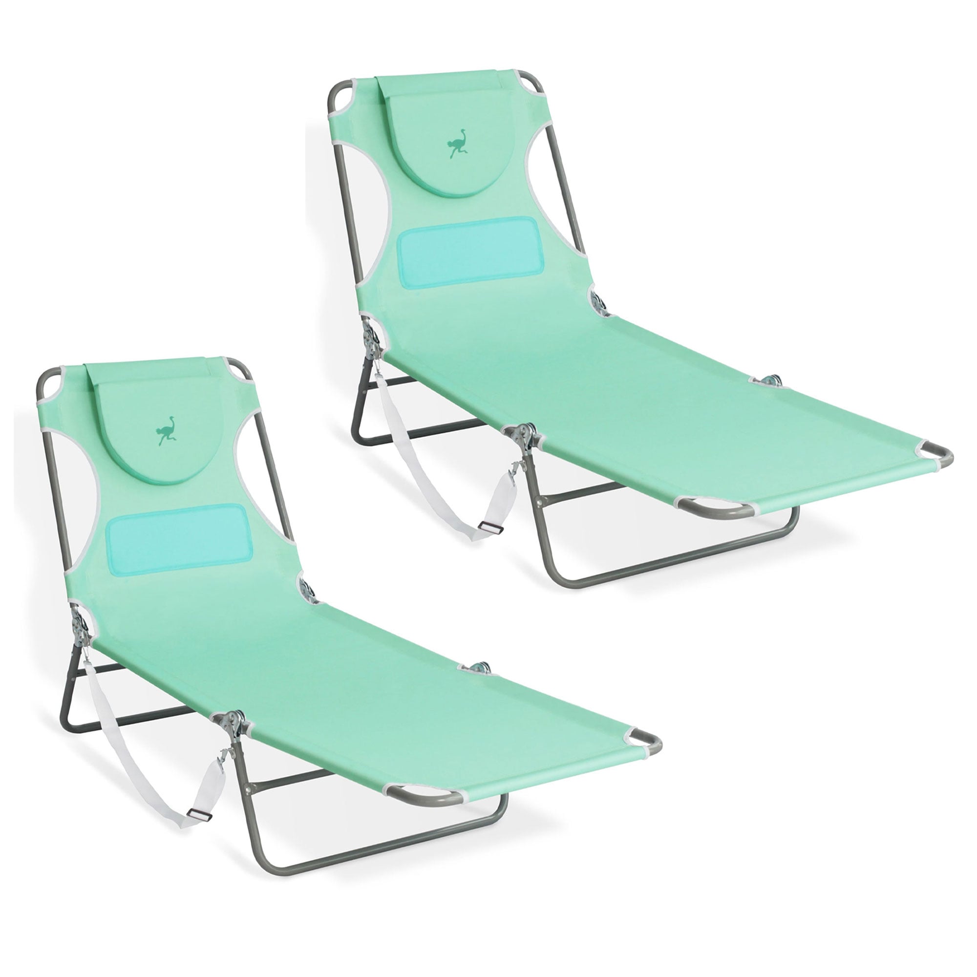 Ostrich Polyester Green Folding Beach chair Adjustable and Carrying Strap/Handle Included #323199