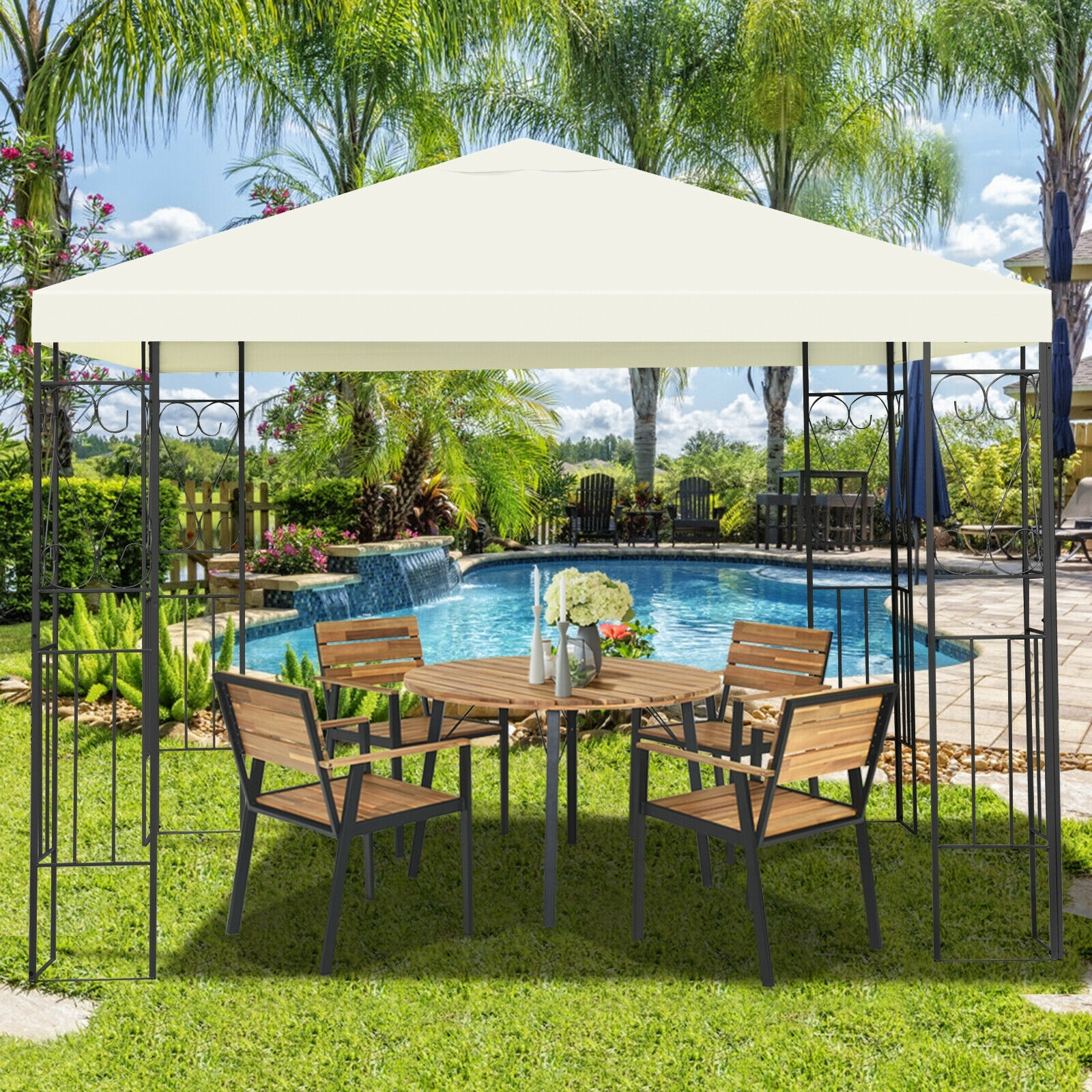 10 x 10 Feet Patio Gazebo Canopy Tent Garden Shelter Gazebos Accessories at Lowes