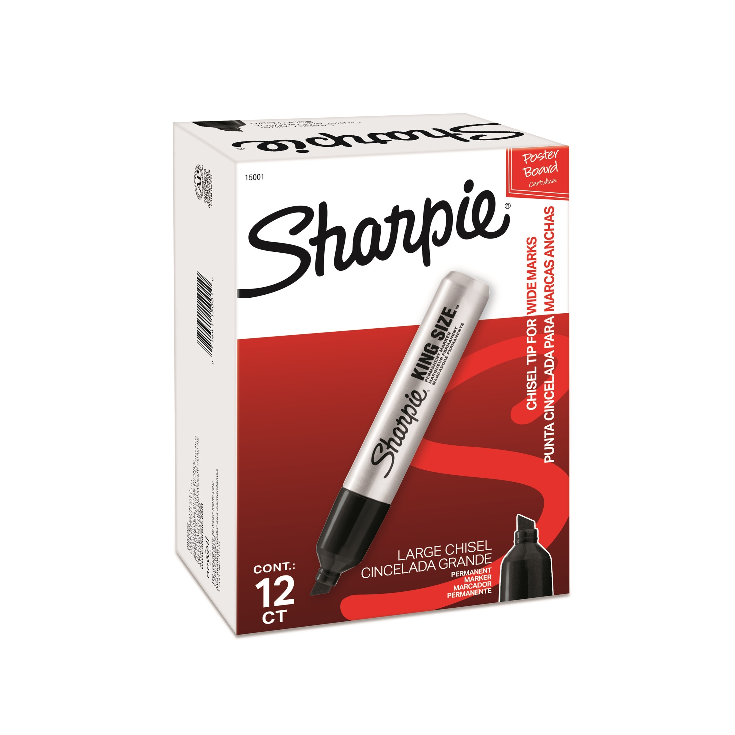 Sharpie 15001A King Size 12-Pack Large Chisel Tip Black Permanent Marker