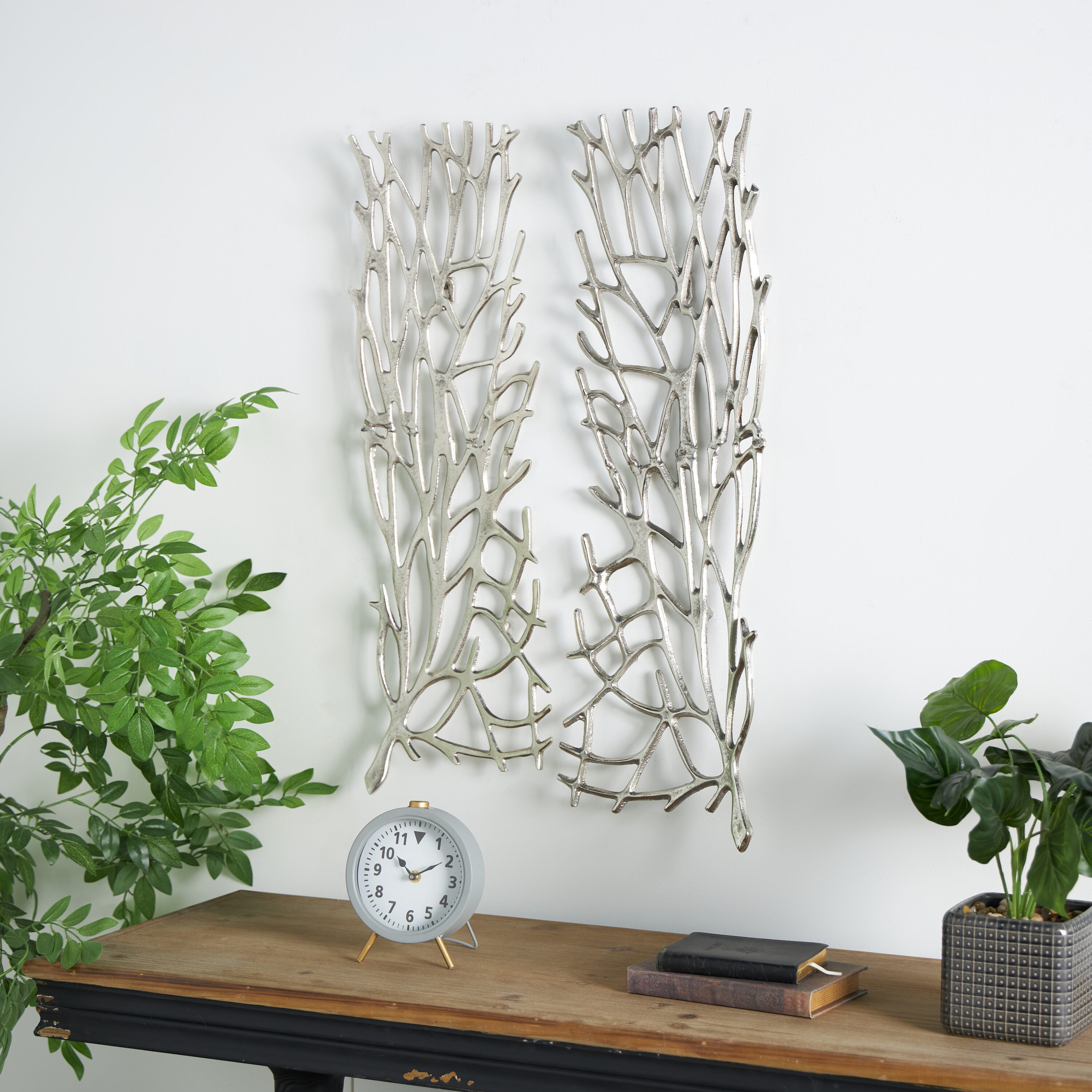 Grayson Lane 68964 10-in W x 34-in H Aluminum Coral Inspired Floral Wall sculpture