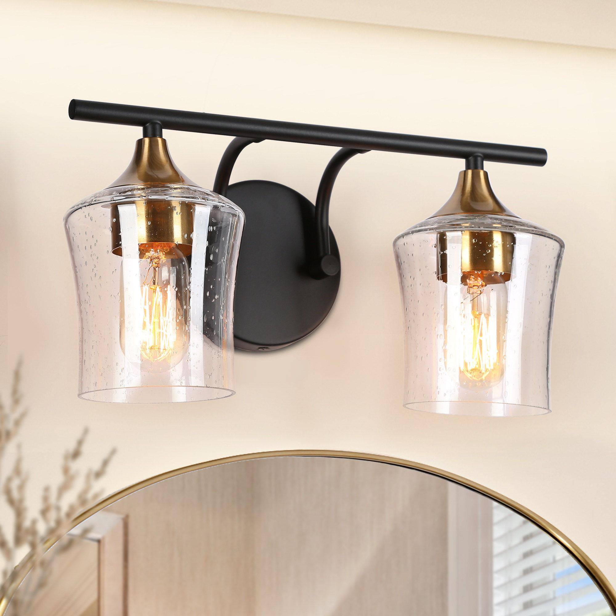 ZEVNI L3JIZJYIW4501SW7 Artery 14-in 2 -Light Matte Black Modern/contemporary Vanity light