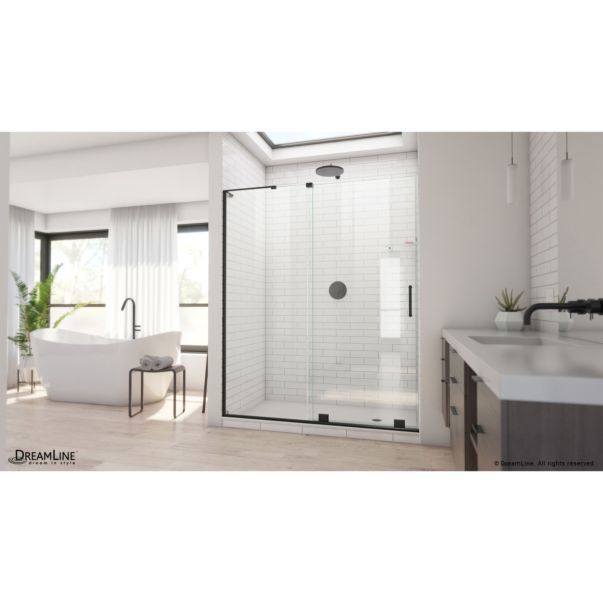 Mirage-X 56-60 inch Satin Black Frameless Sliding Shower Door