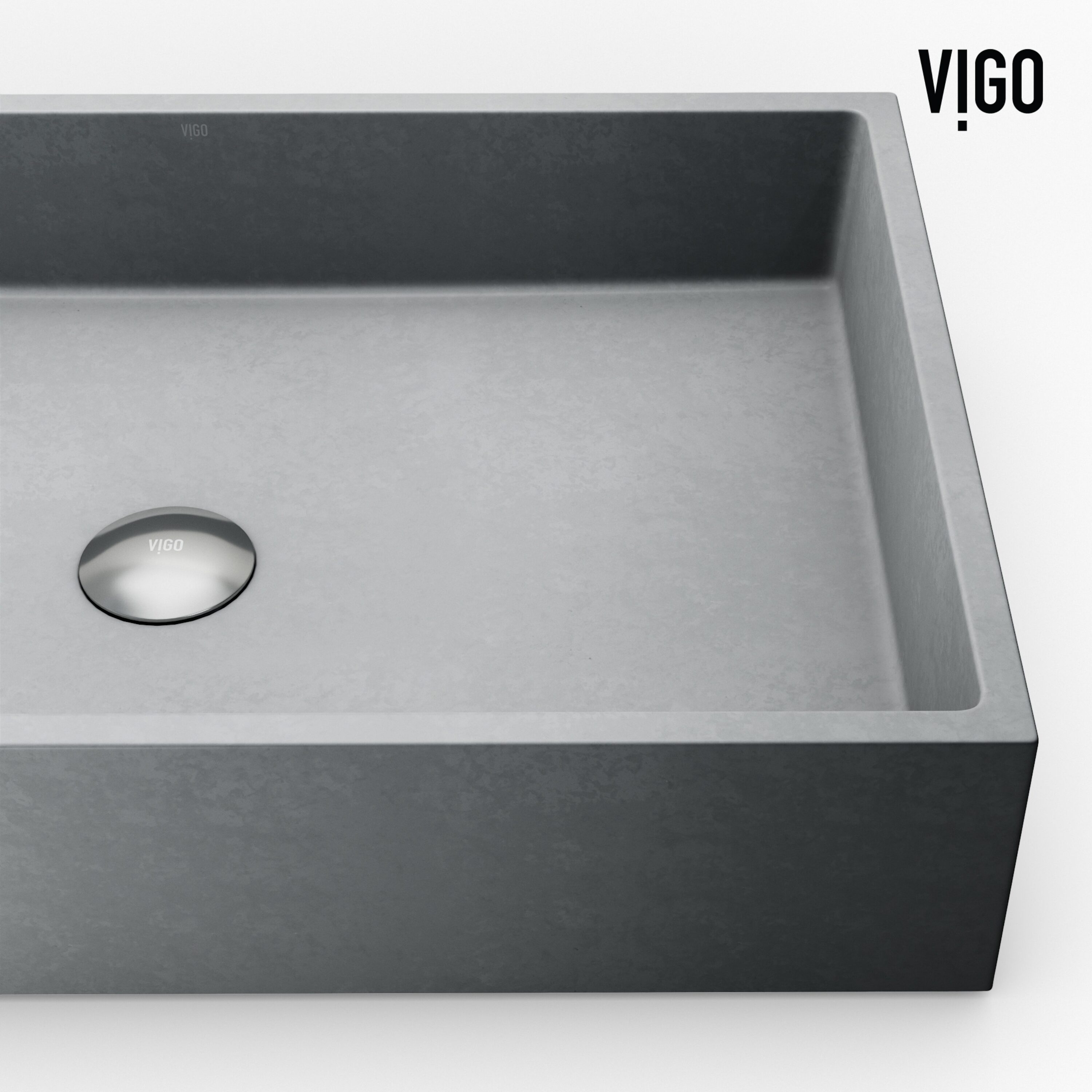 Concreto Stone 24" Gray Rectangular Vessel Bathroom Sink