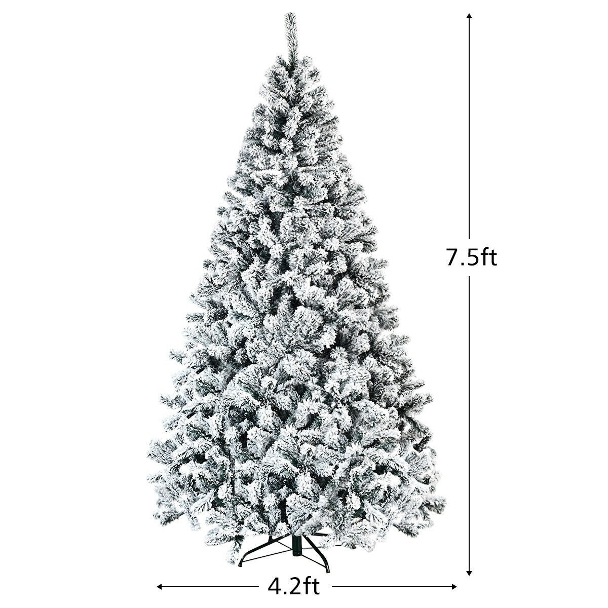 Goplus 7.5-ft Flocked White Artificial Christmas Tree in the Artificial ...