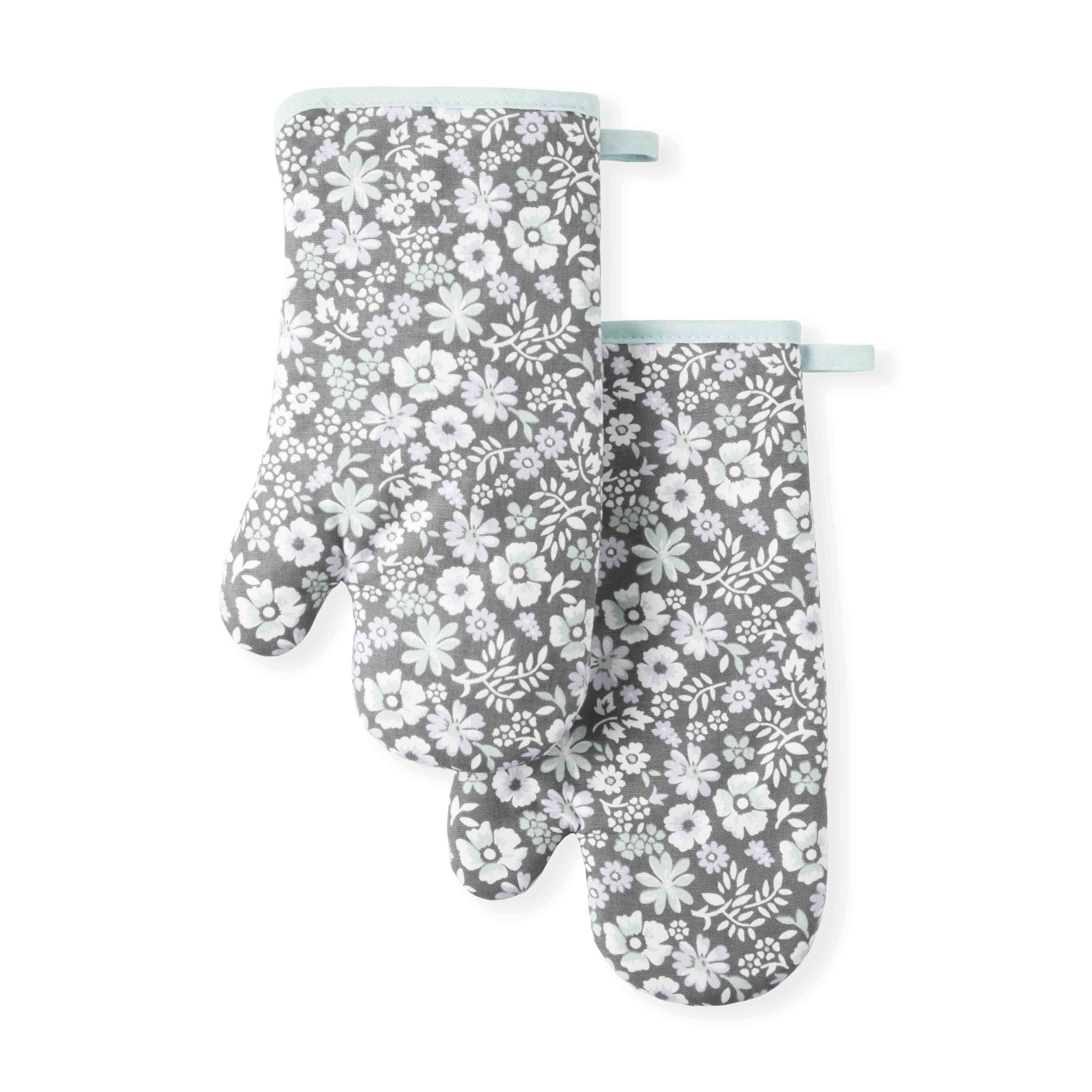 Martha Stewart O2011897TDMS 17GY 2 -Pack Cotton Ditsy Oven mitt set
