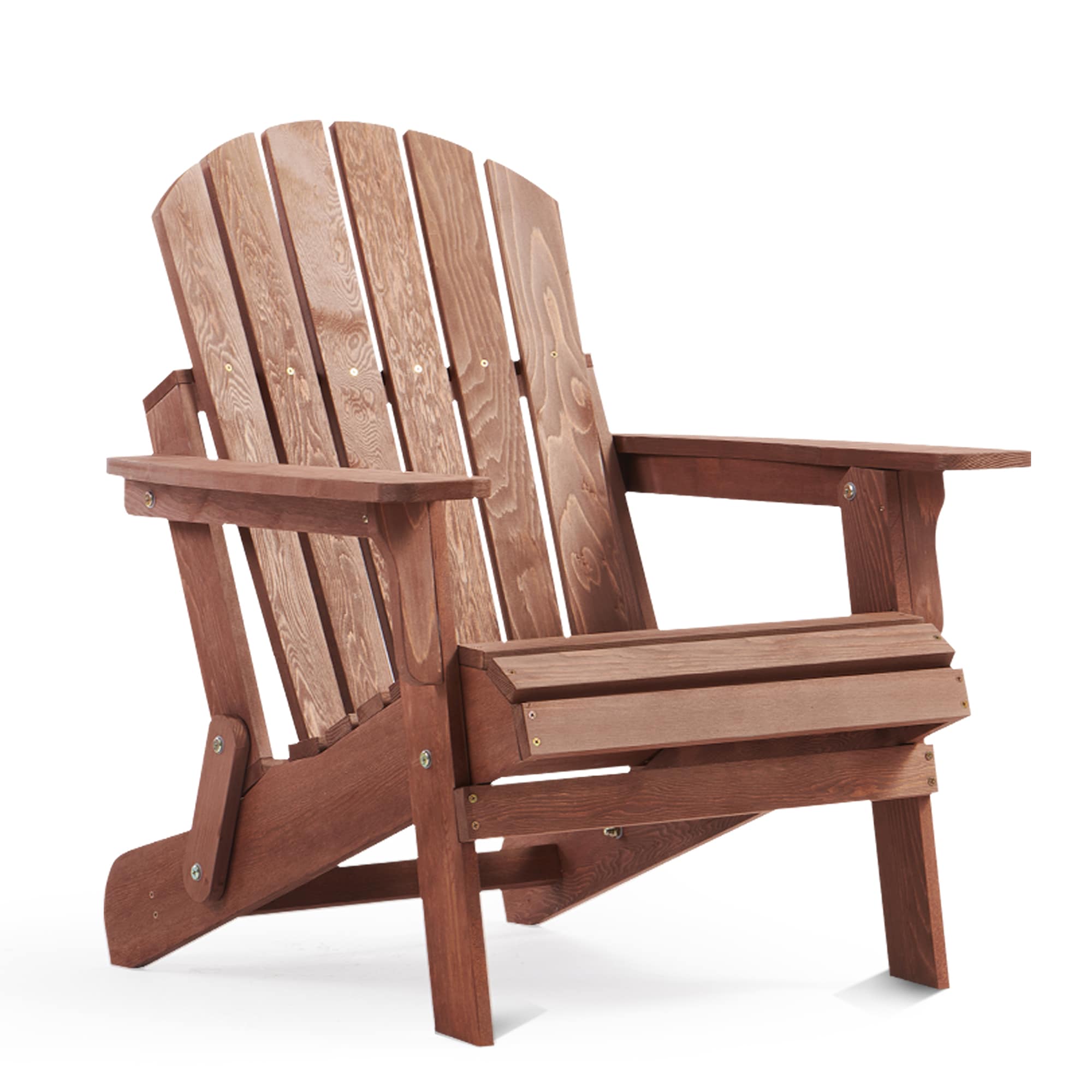 Mondawe MO-37-NY Taupe HDPE Frame Stationary Adirondack Chair with Slat Seat