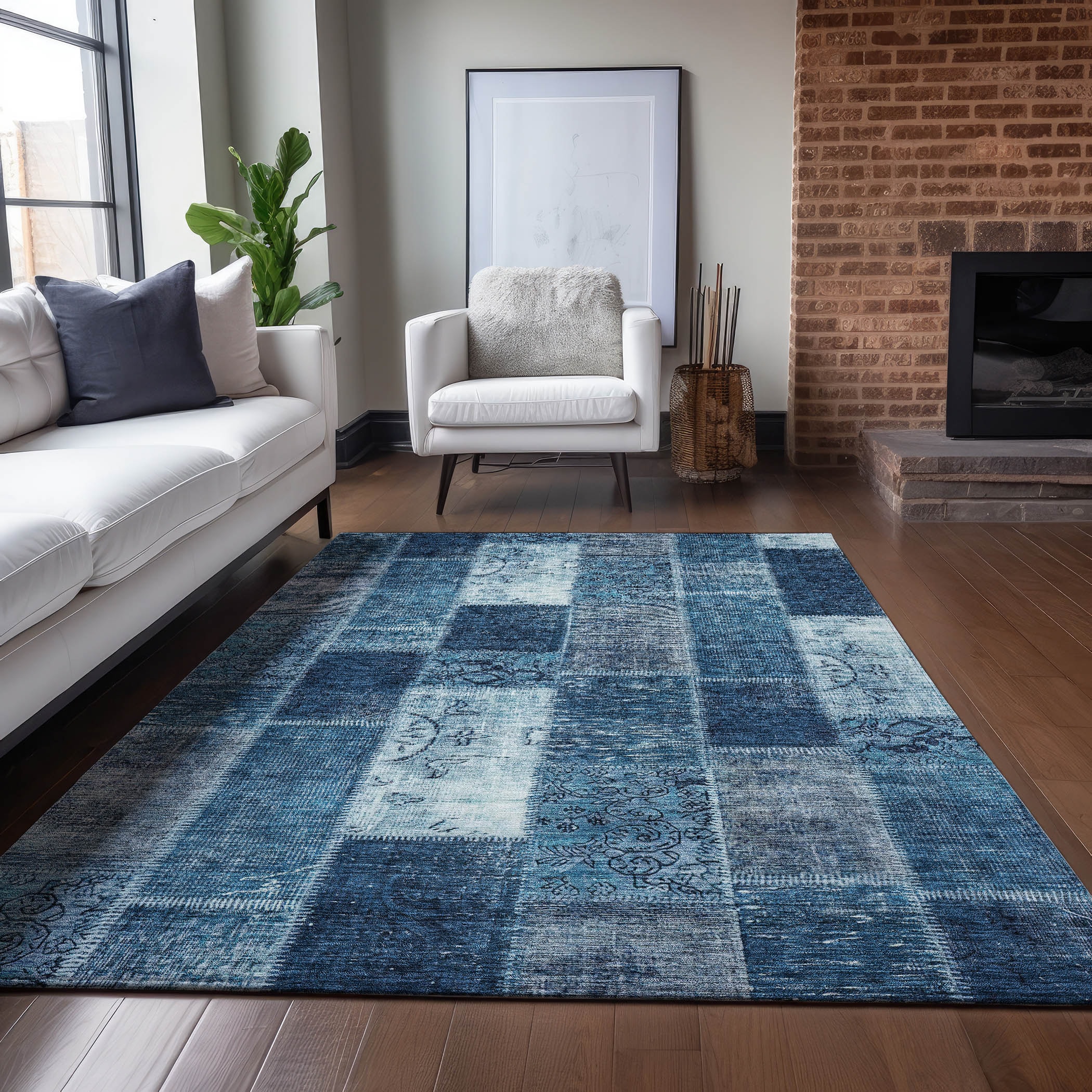 Addison Rugs ACN631BU5X8 Chantille ACN631BU 5 x 7 (ft) Polyester Blue Rectangular Indoor/Outdoor Geometric Machine washable Area rug