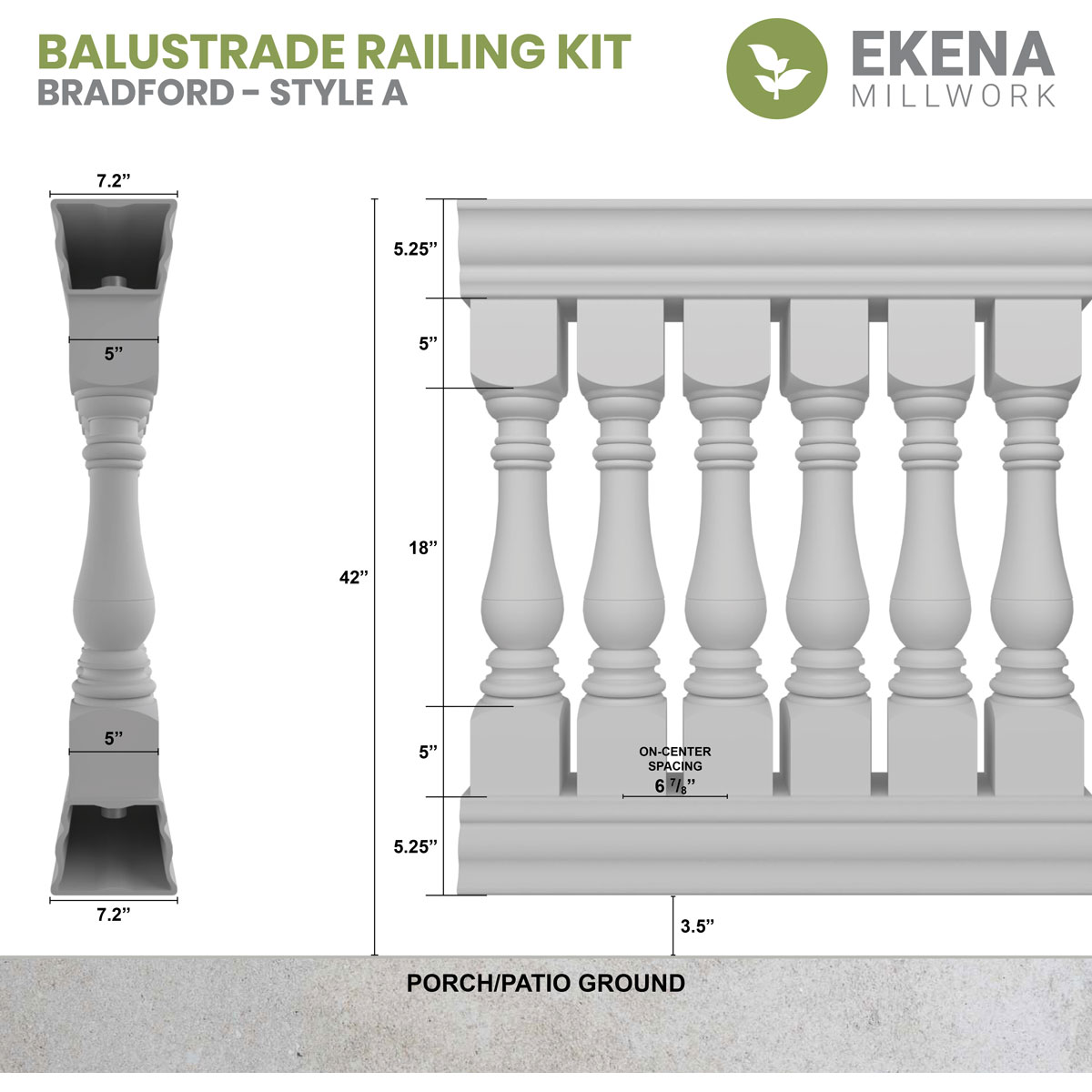 Ekena Millwork BALK42X084BRA railings - View #2