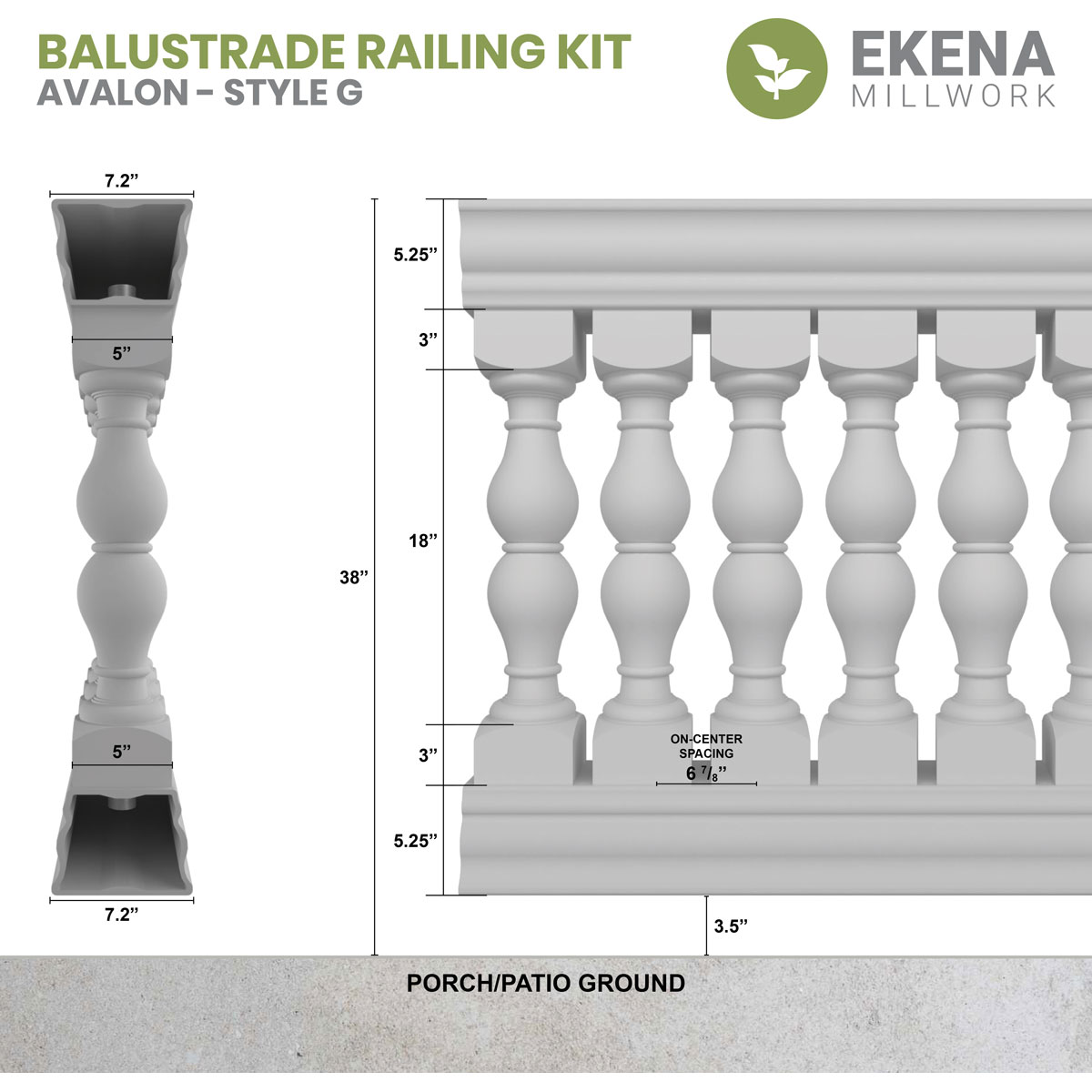 Ekena Millwork BALK38X096AVG railings - View #2