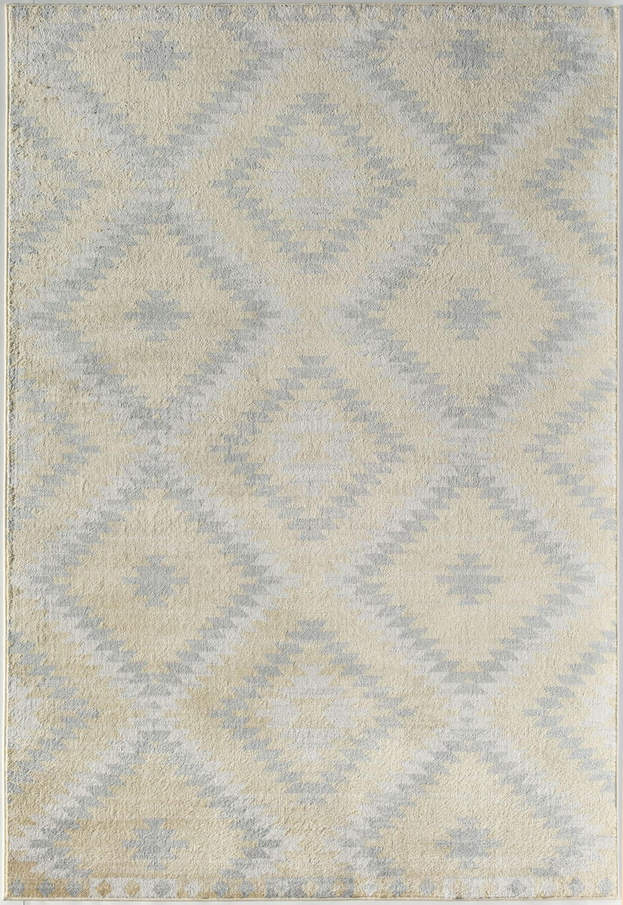 Sunflower Yellow and Gray Synthetic Area Rug, 2' x 4'