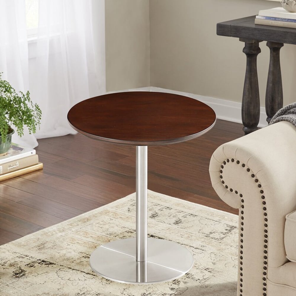 CASAINC WF-ET-493C 22-in W x 22-in H Brown Wood Round Modern End Table Assembly Required